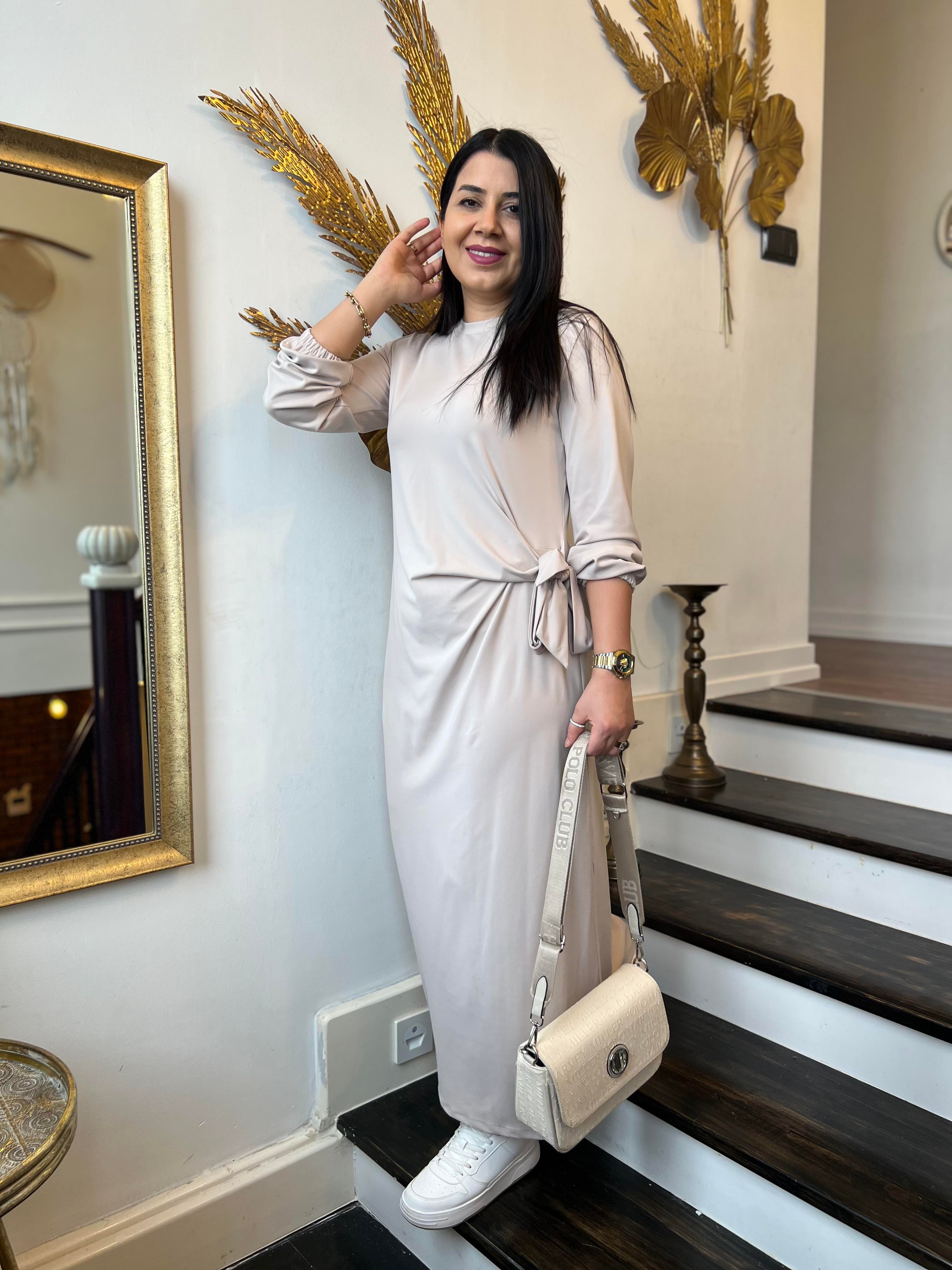 Modal Bağlamalı Elbise Taş