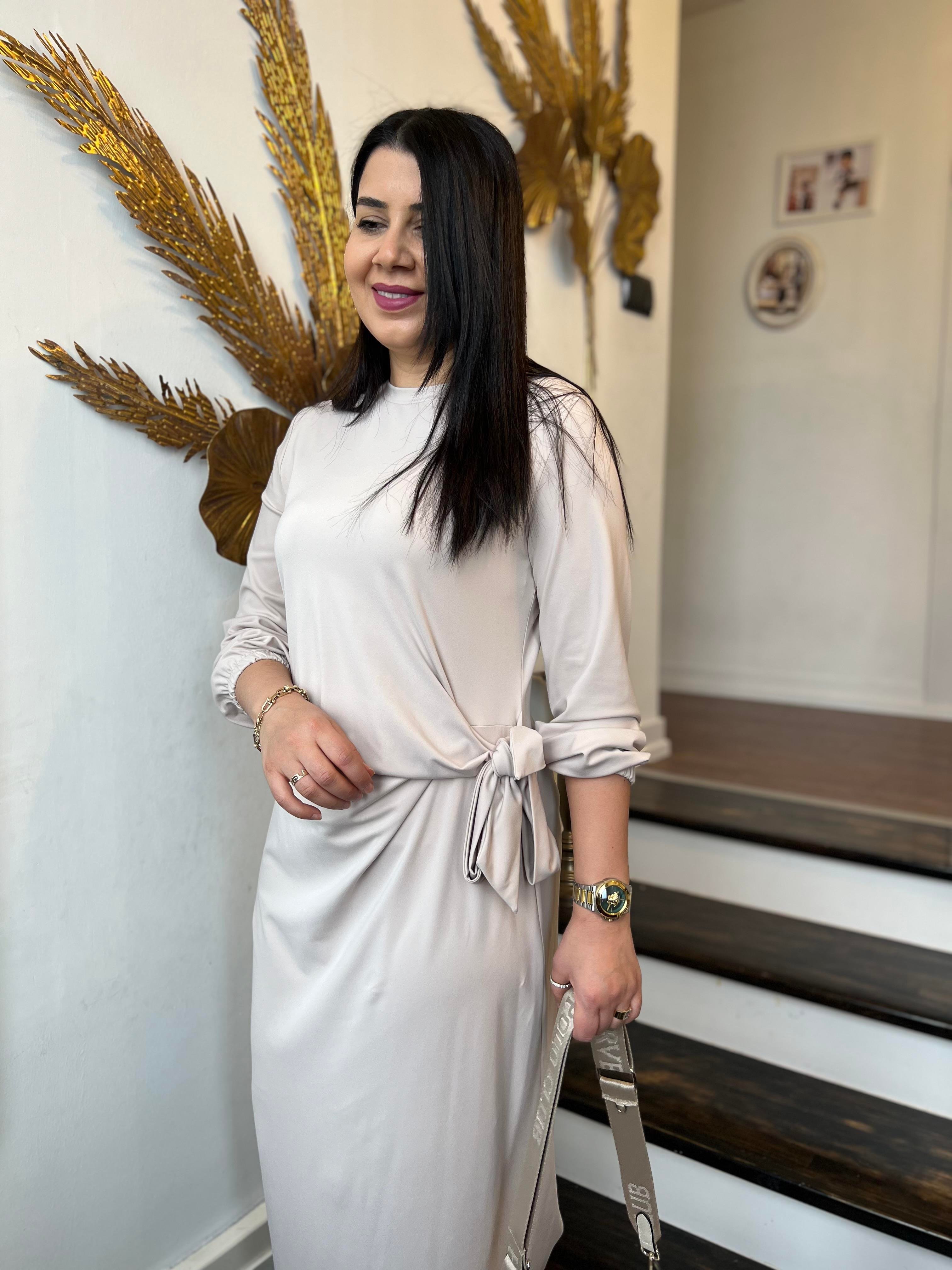 Modal Bağlamalı Elbise Taş