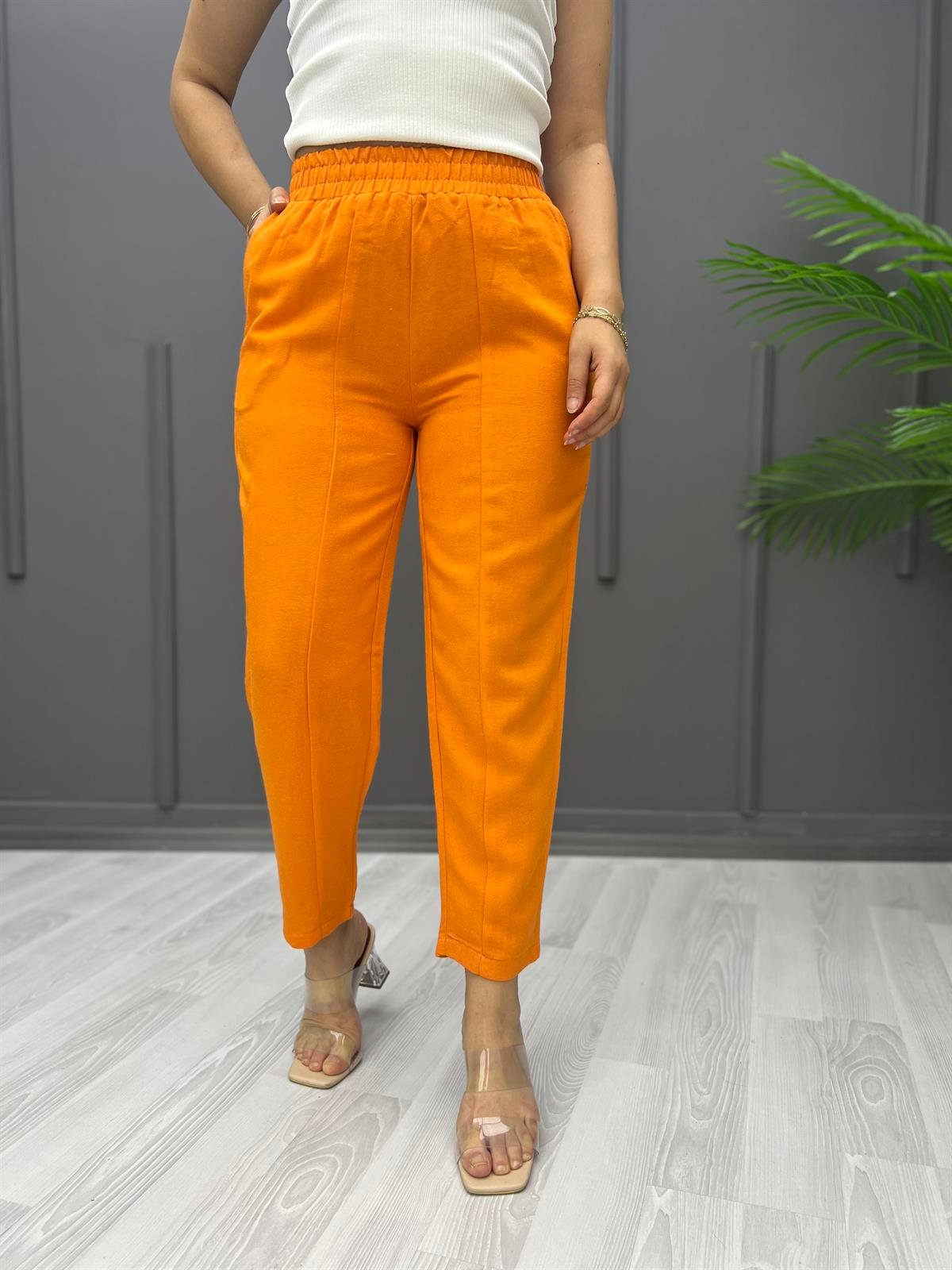 Ön Parçalı Şalvar Pantolon Oranj