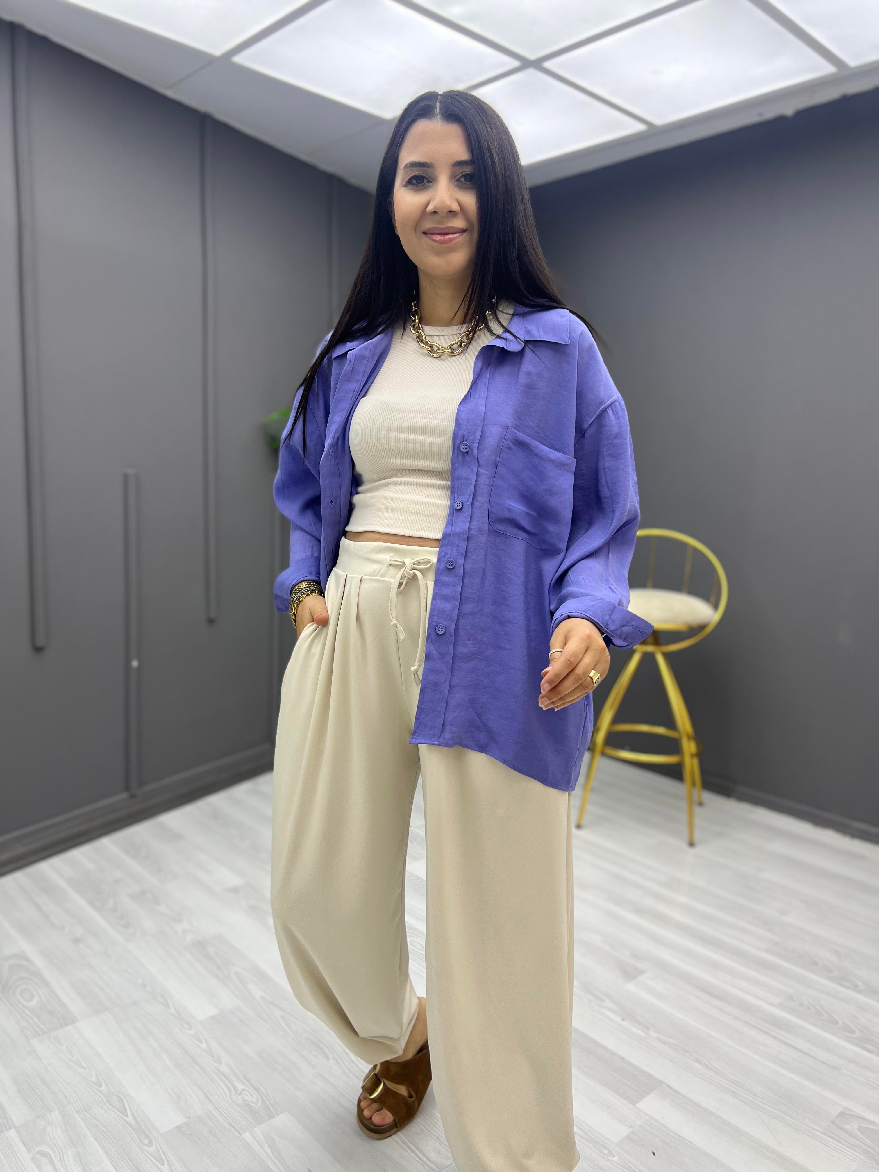 Oversize Gömlek Lila