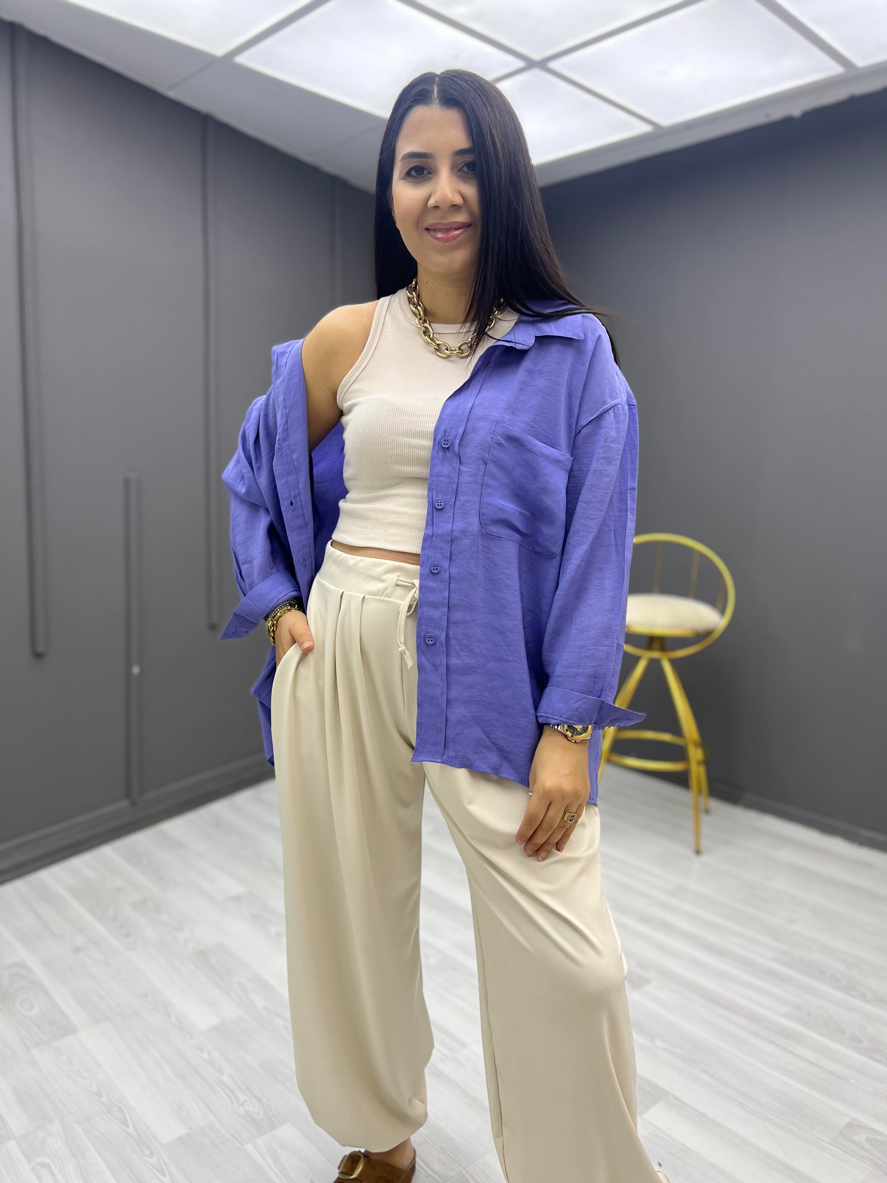 Oversize Gömlek Lila