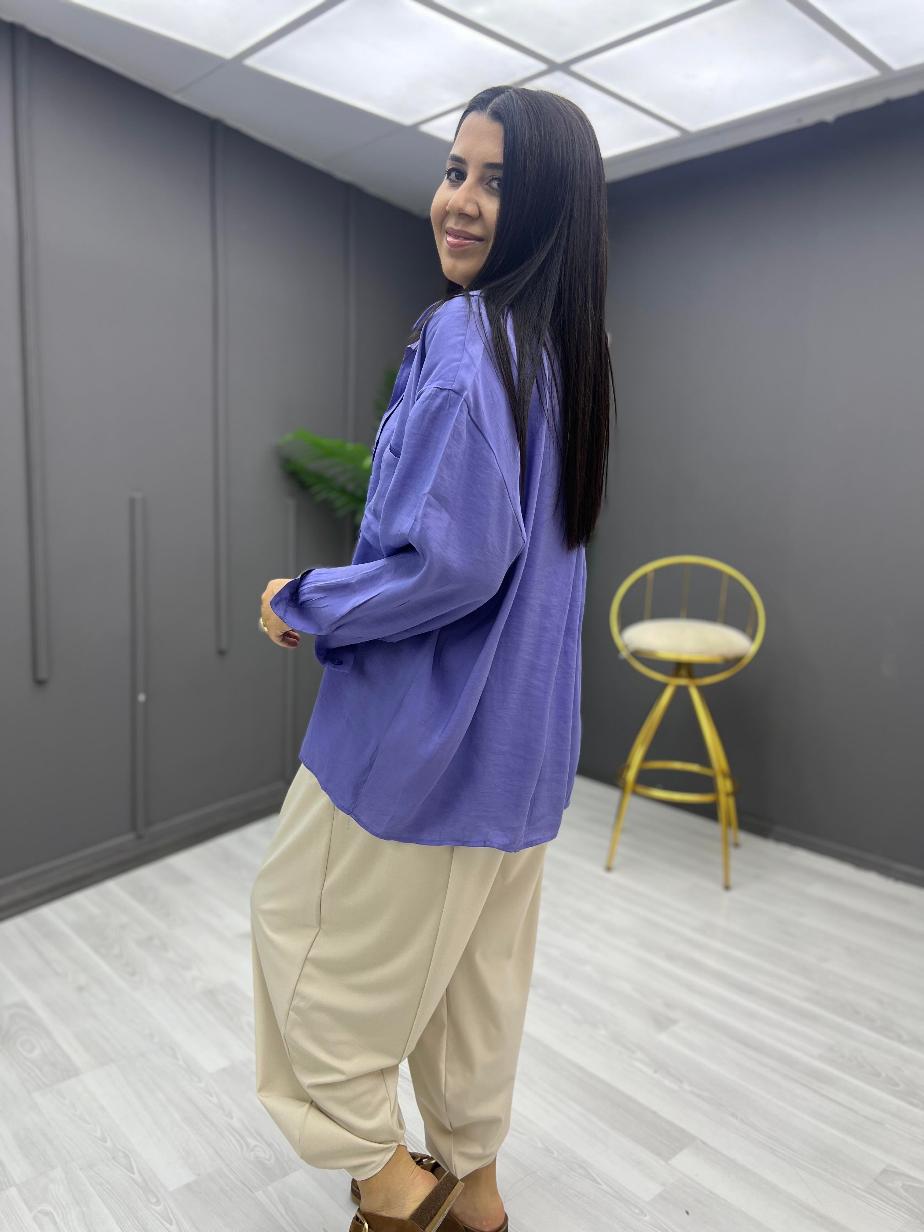 Oversize Gömlek Lila