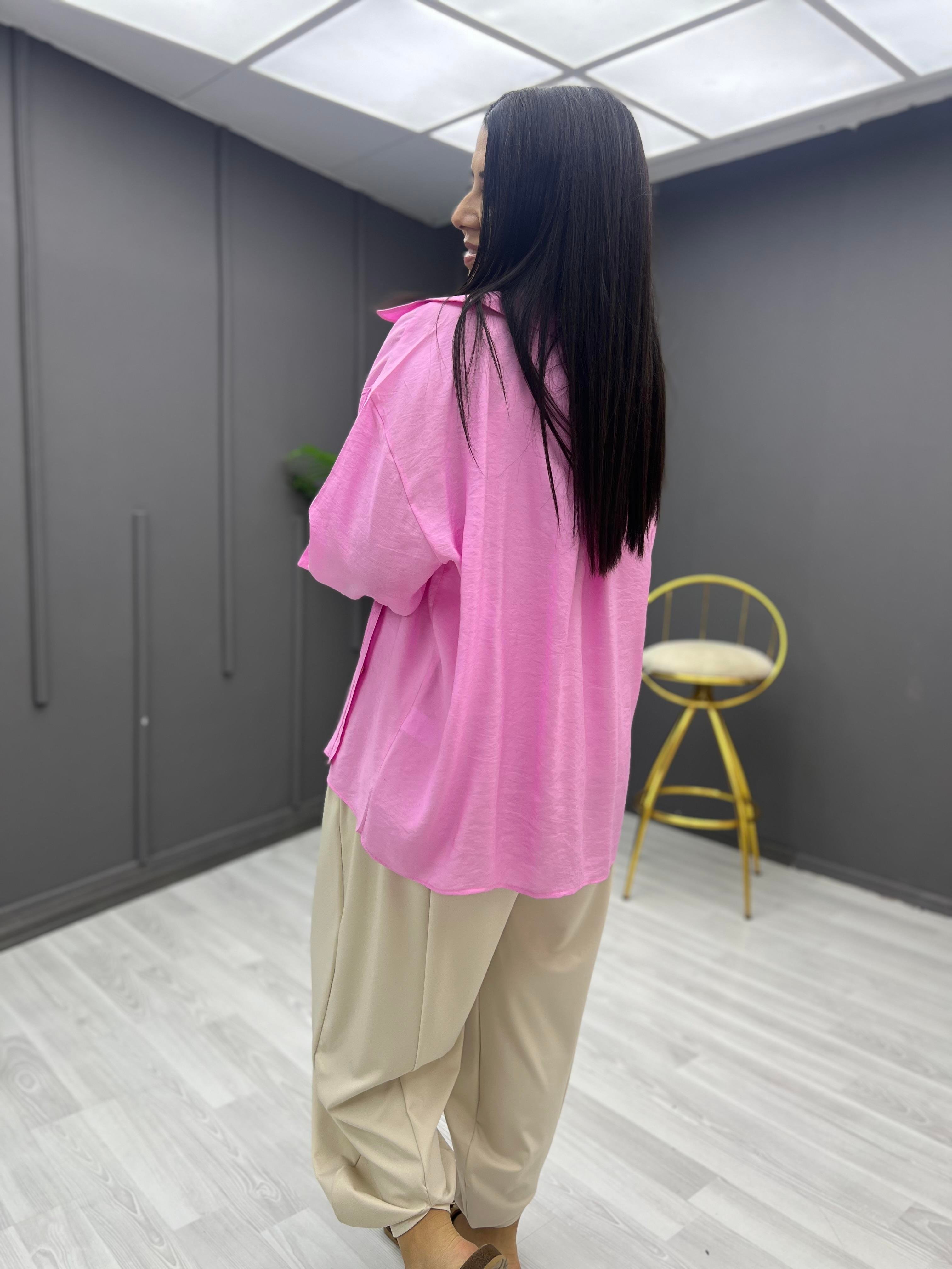 Oversize Gömlek Pembe