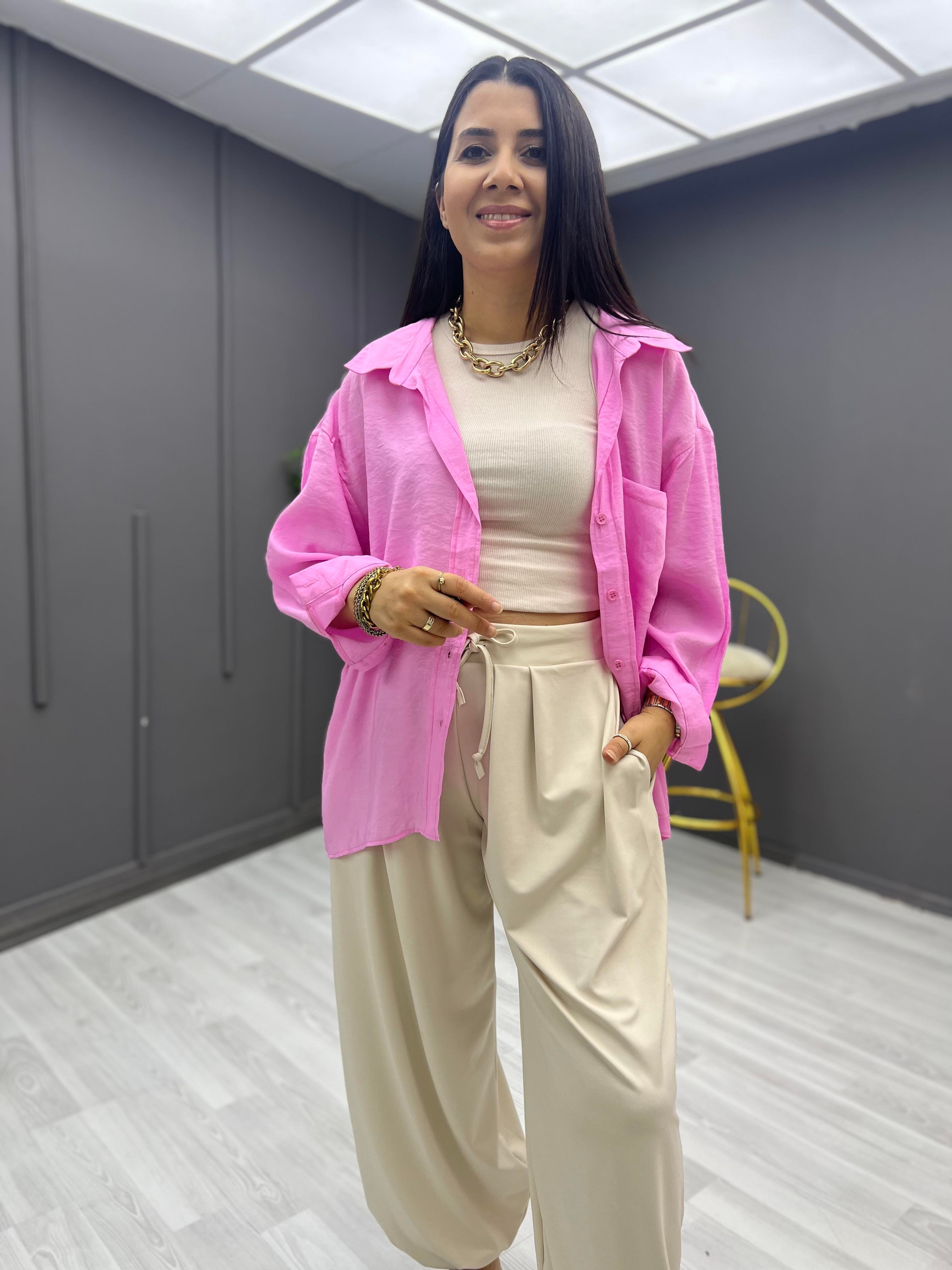 Oversize Gömlek Pembe