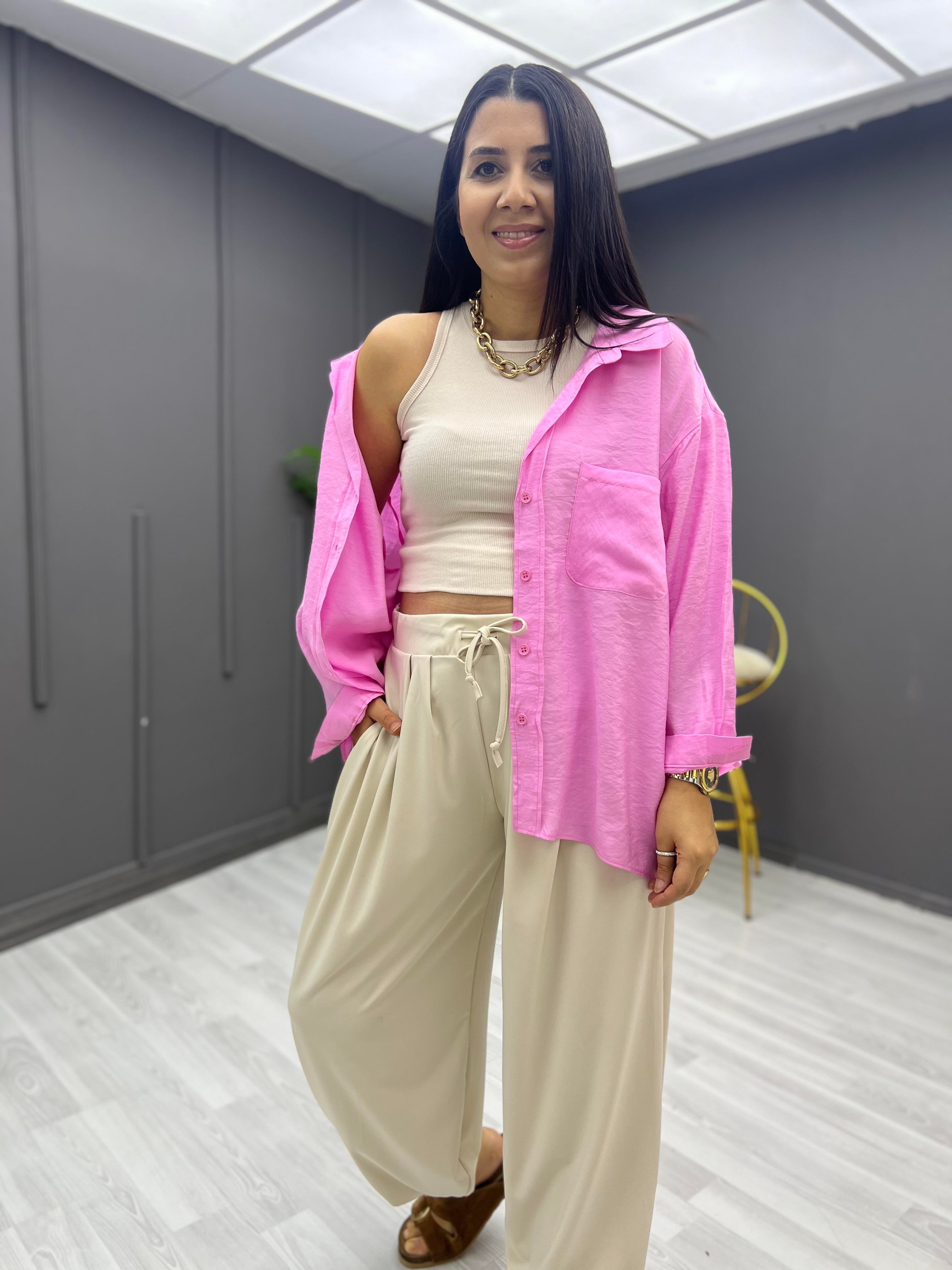 Oversize Gömlek Pembe
