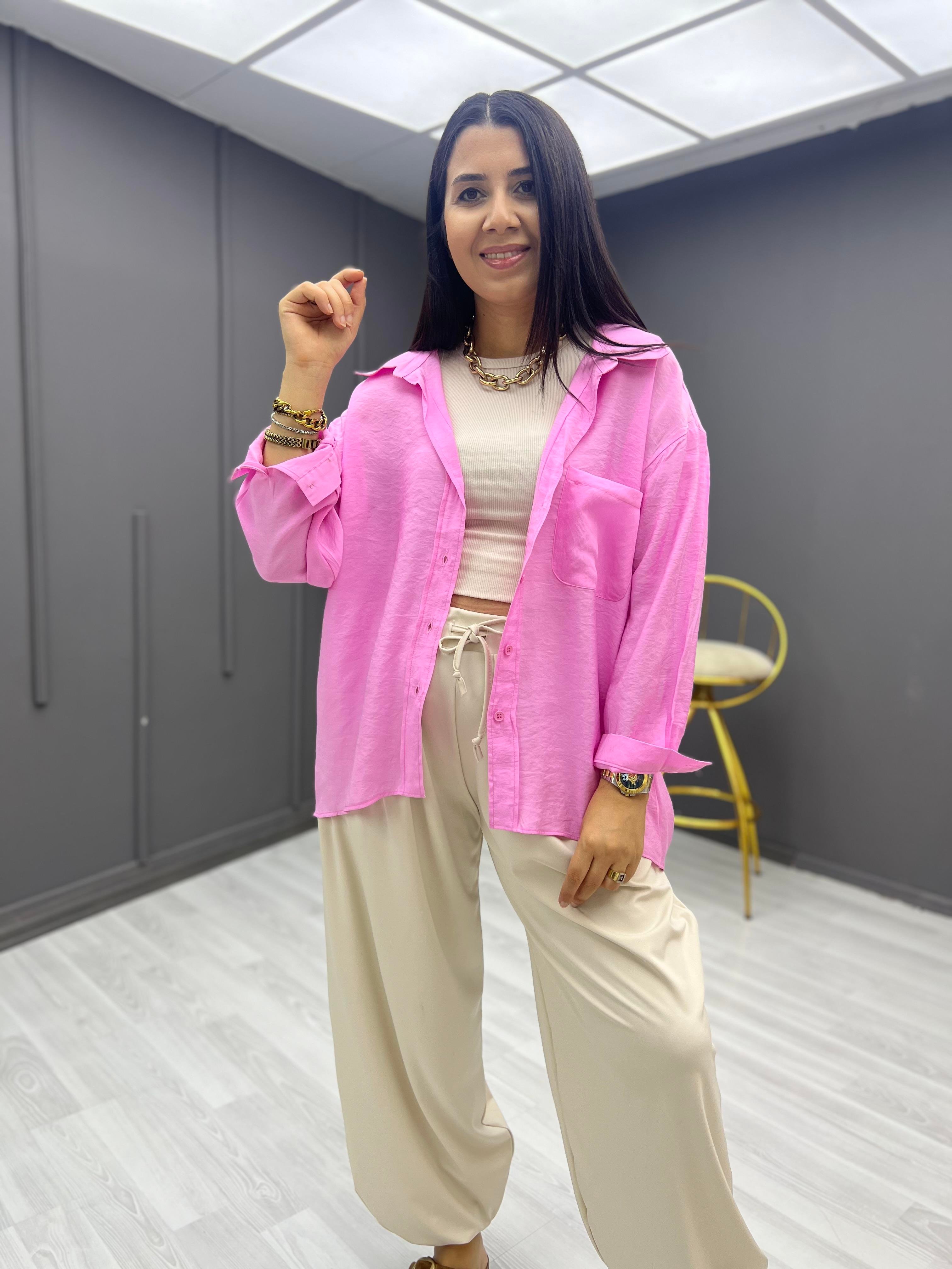 Oversize Gömlek Pembe