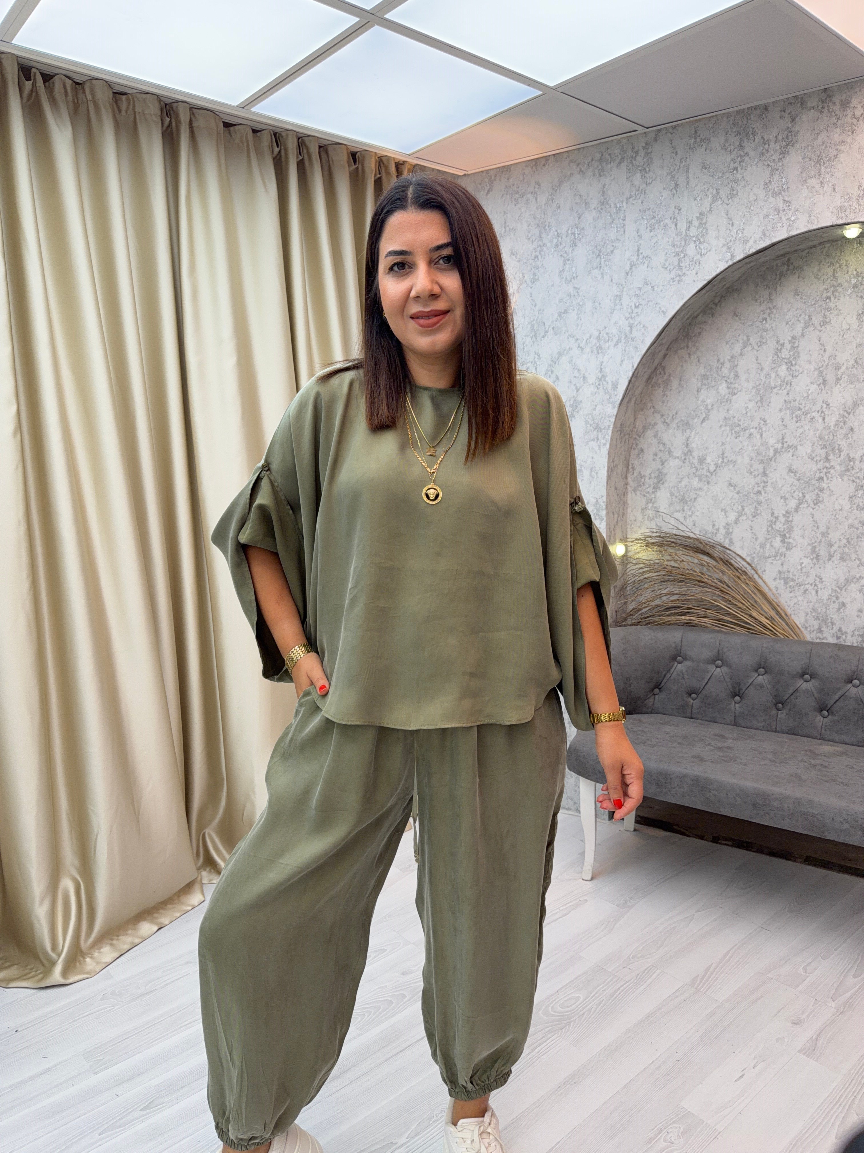 Oversize Şalvar Takım Haki