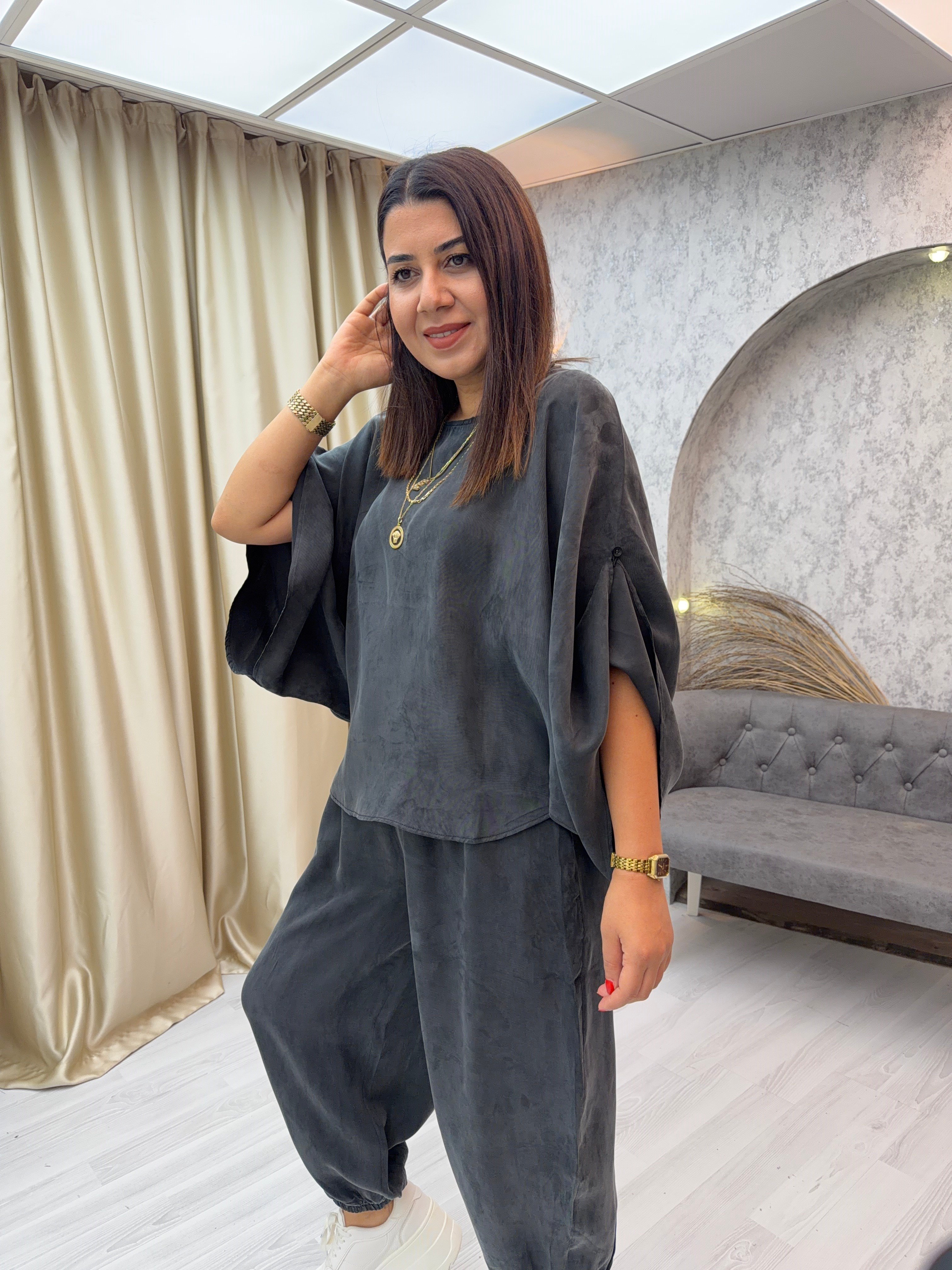 Oversize Şalvar Takım Siyah