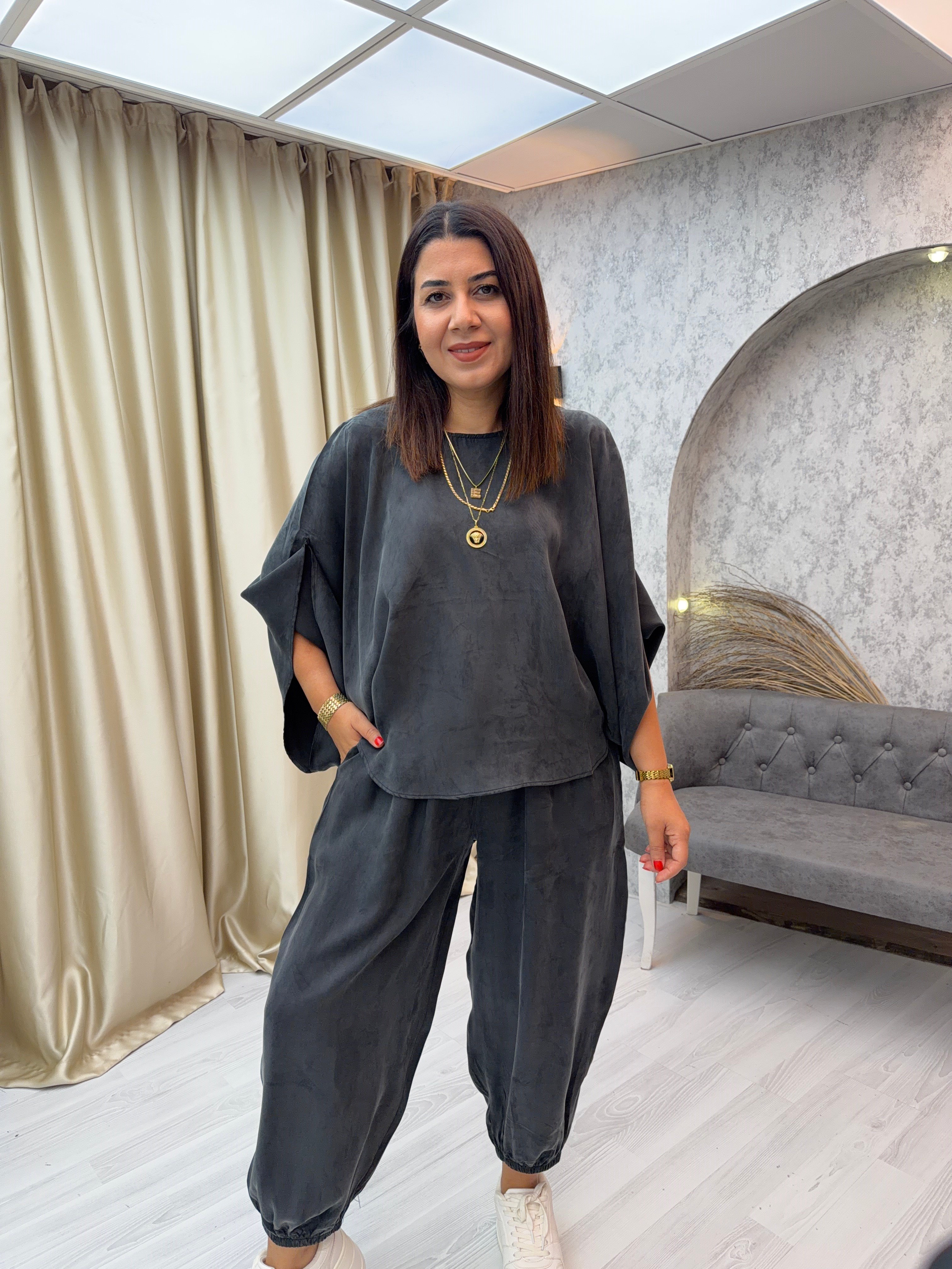 Oversize Şalvar Takım Siyah