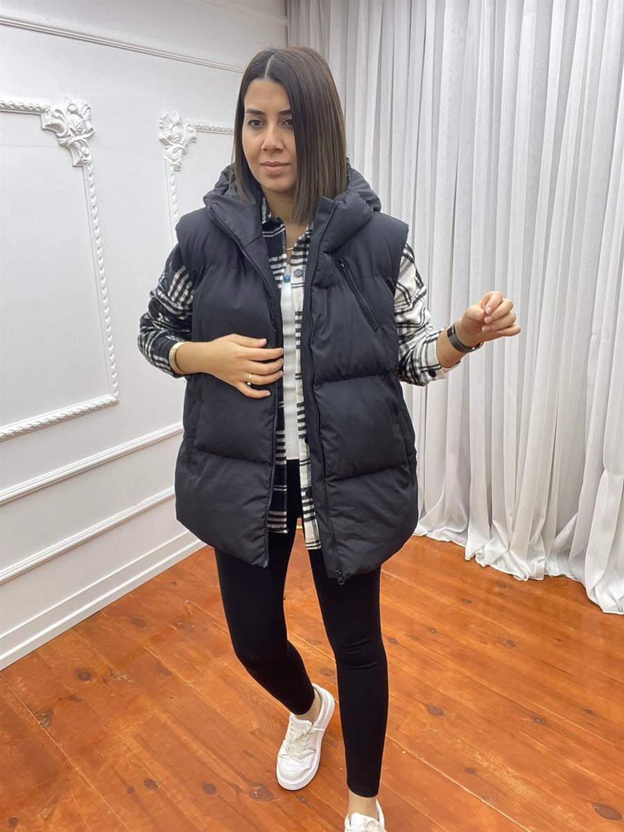 Oversize Şişme Yelek Siyah