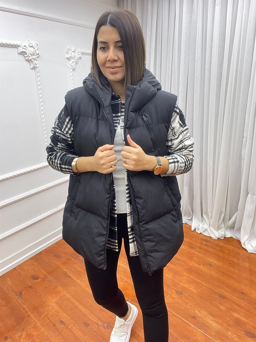 Oversize Şişme Yelek Siyah