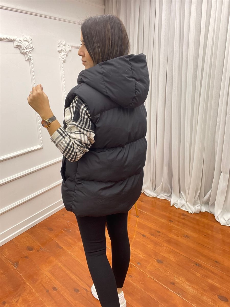 Oversize Şişme Yelek Siyah