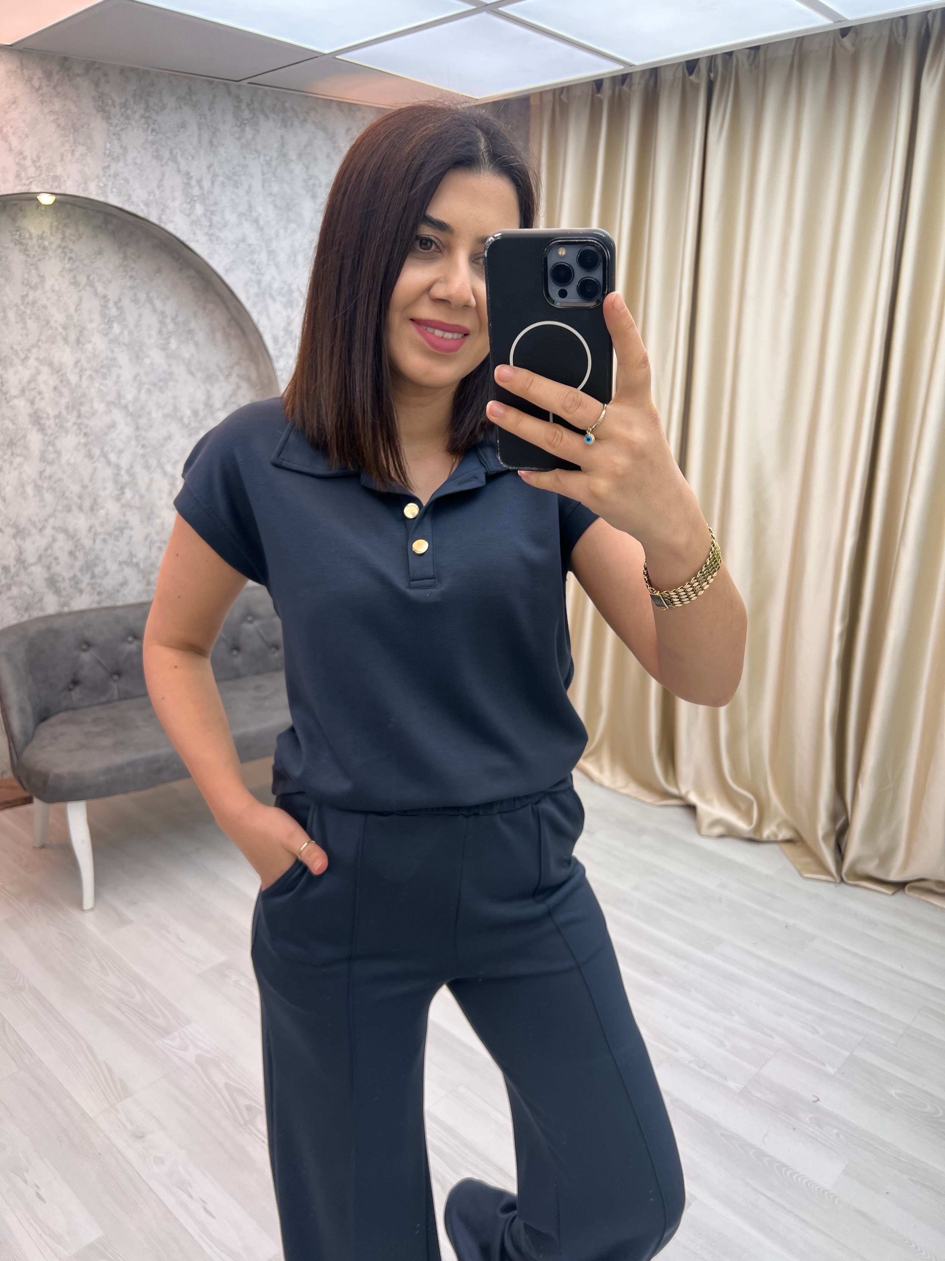 Polo Yaka Modal Takım Antrasit
