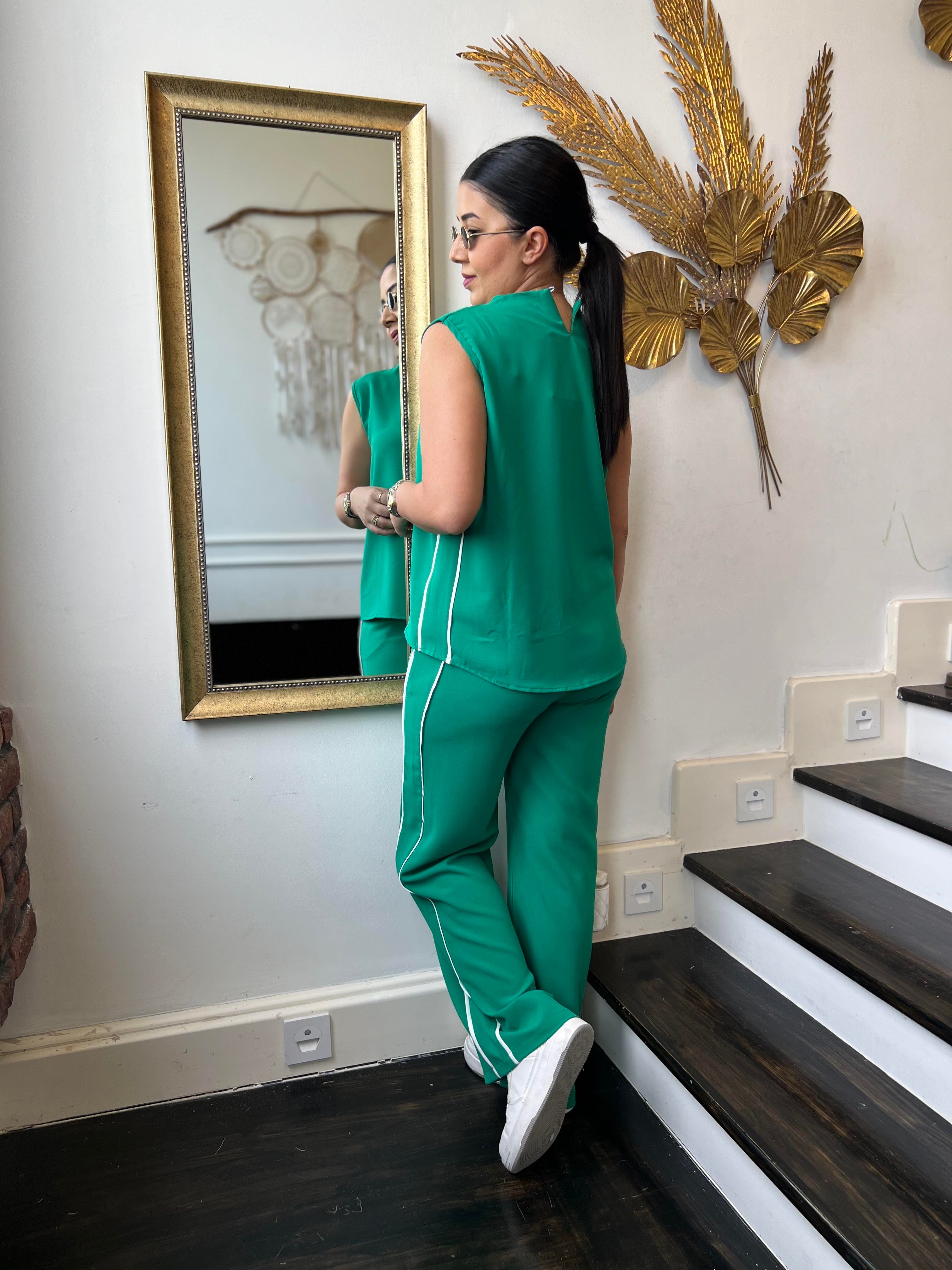 Premium Biyeli Krep Takım Yeşil