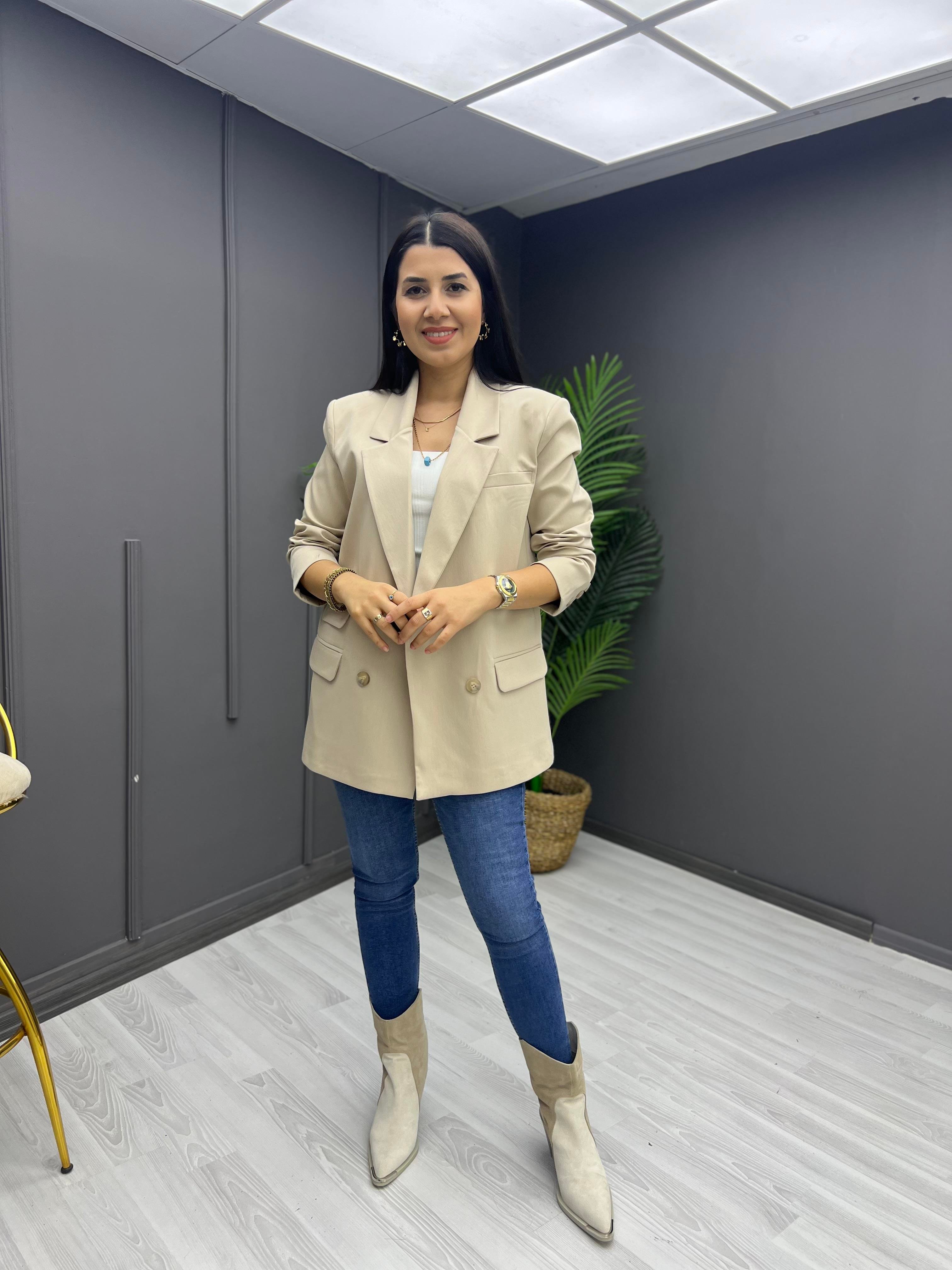 Premium Oversize Ceket Taş