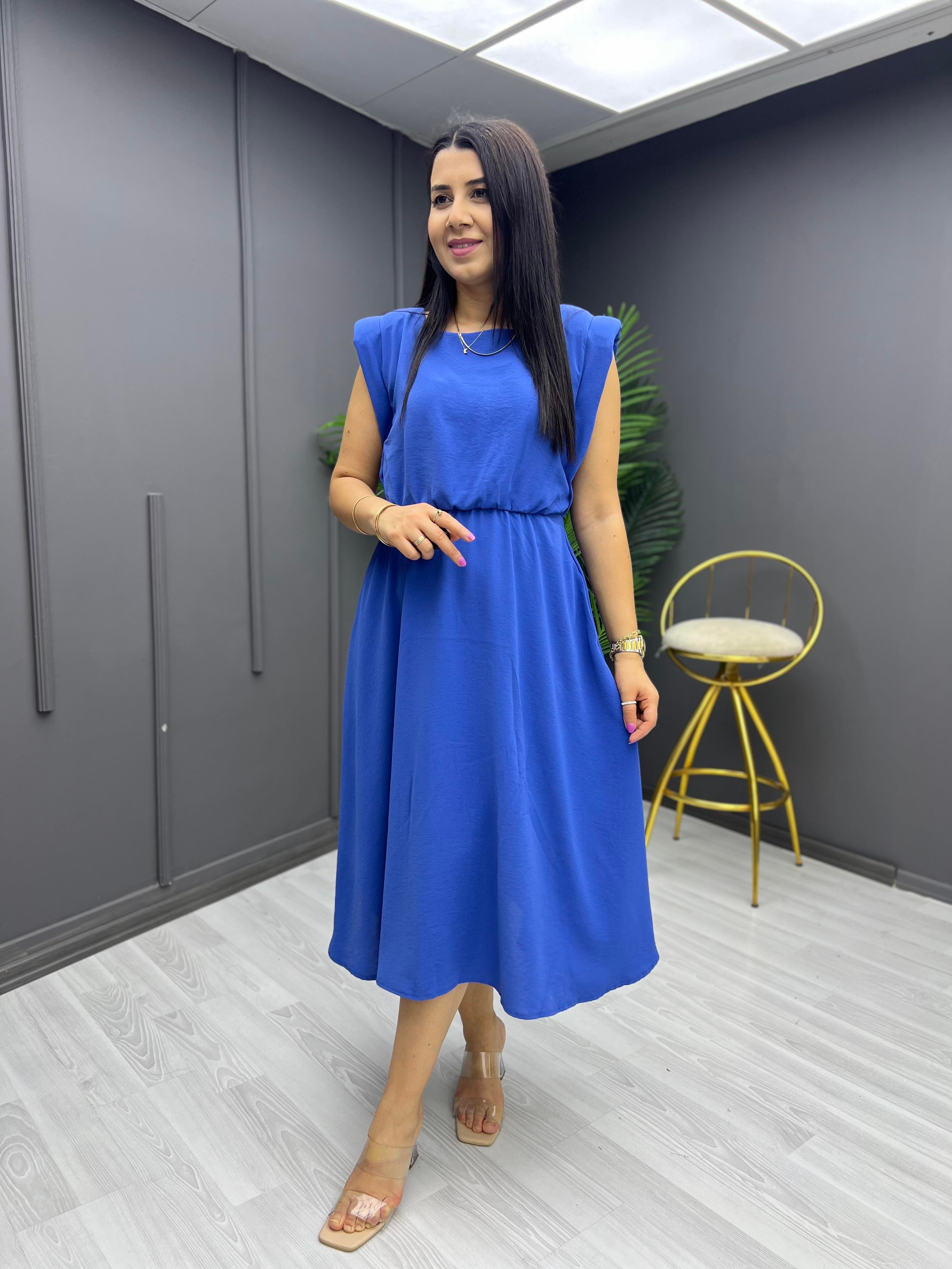 Premium Vatkalı Elbise İndigo