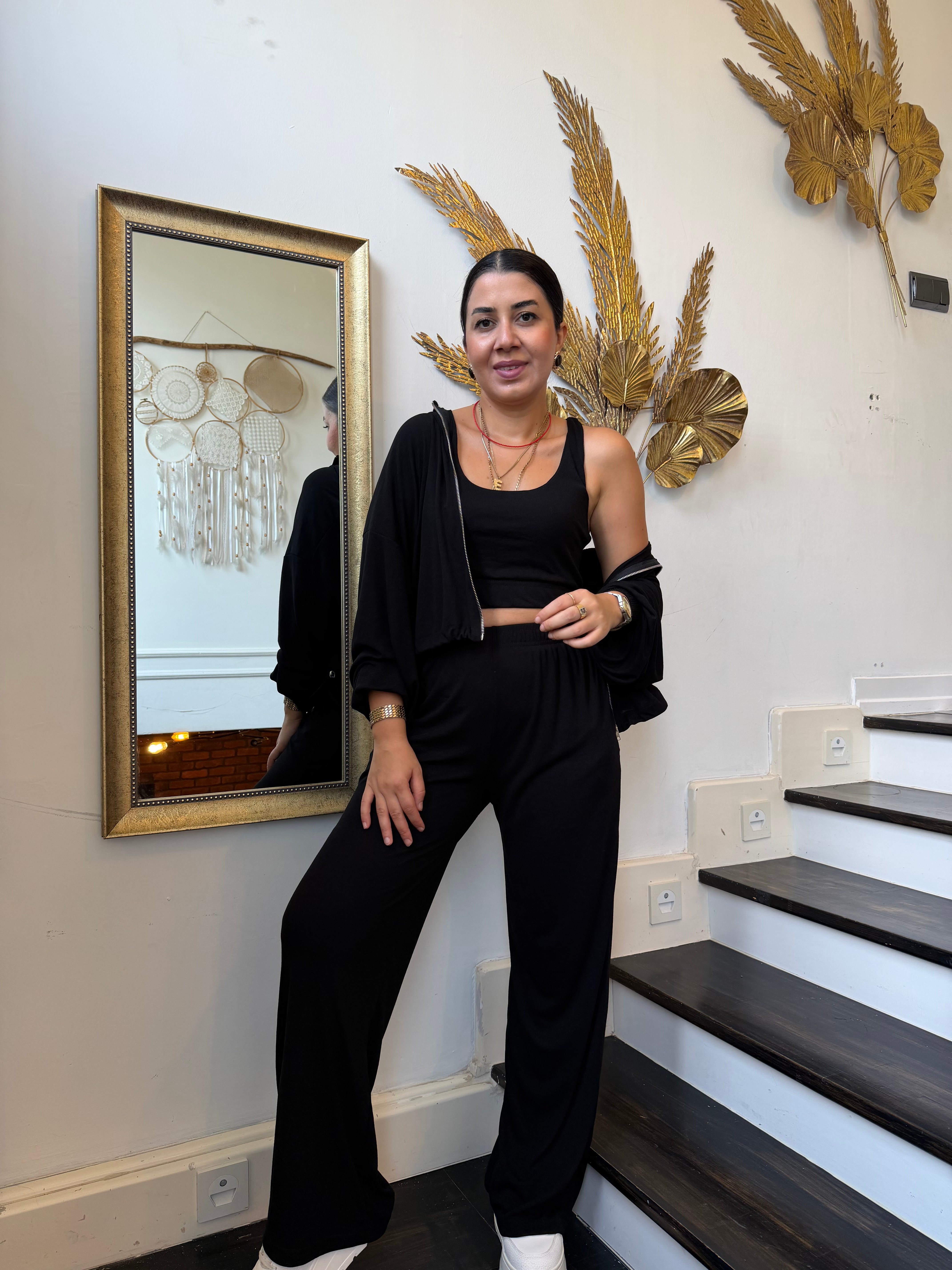 Ribanalı Bralet Detaylı 3lü Takım Siyah