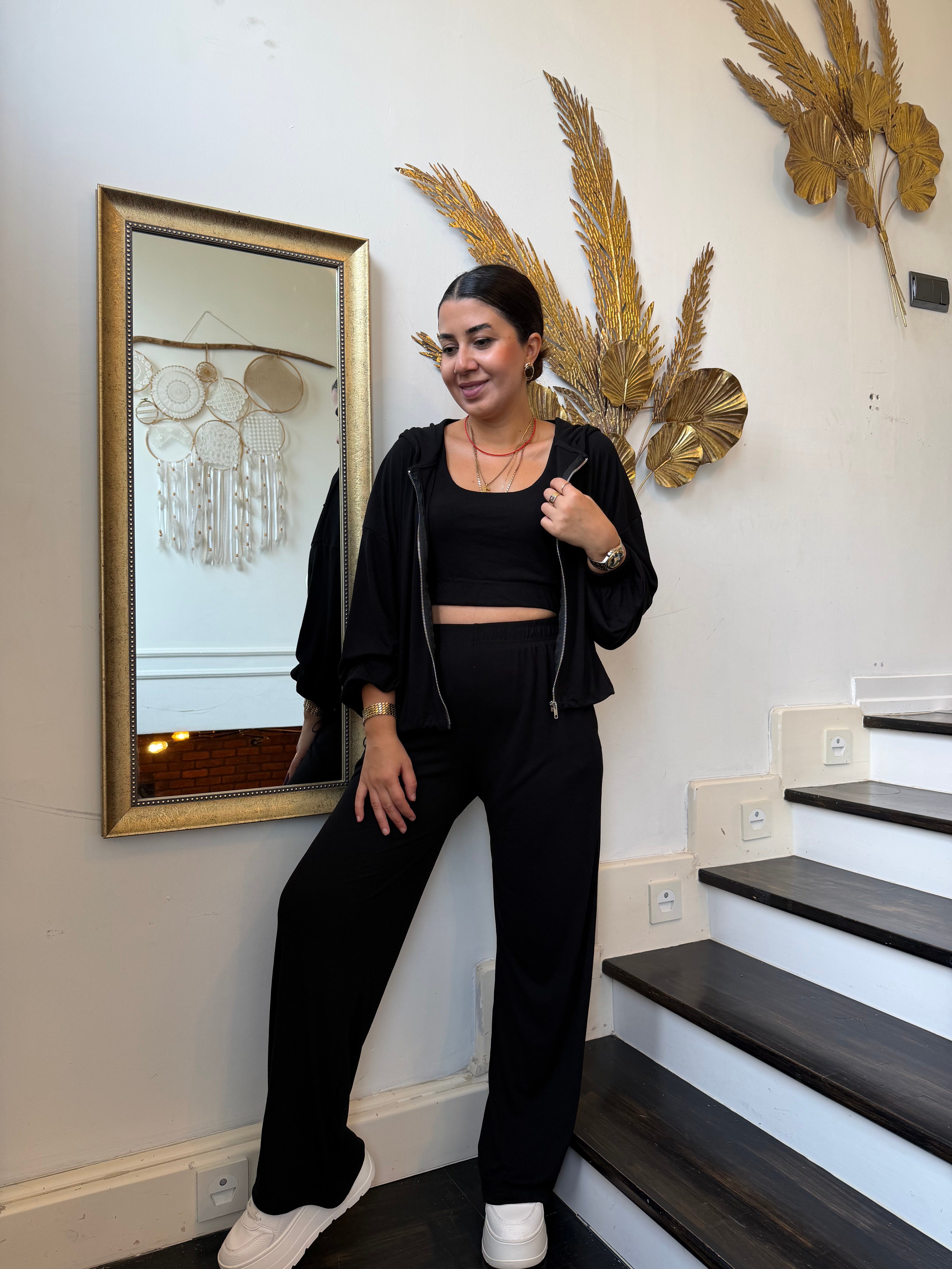 Ribanalı Bralet Detaylı 3lü Takım Siyah