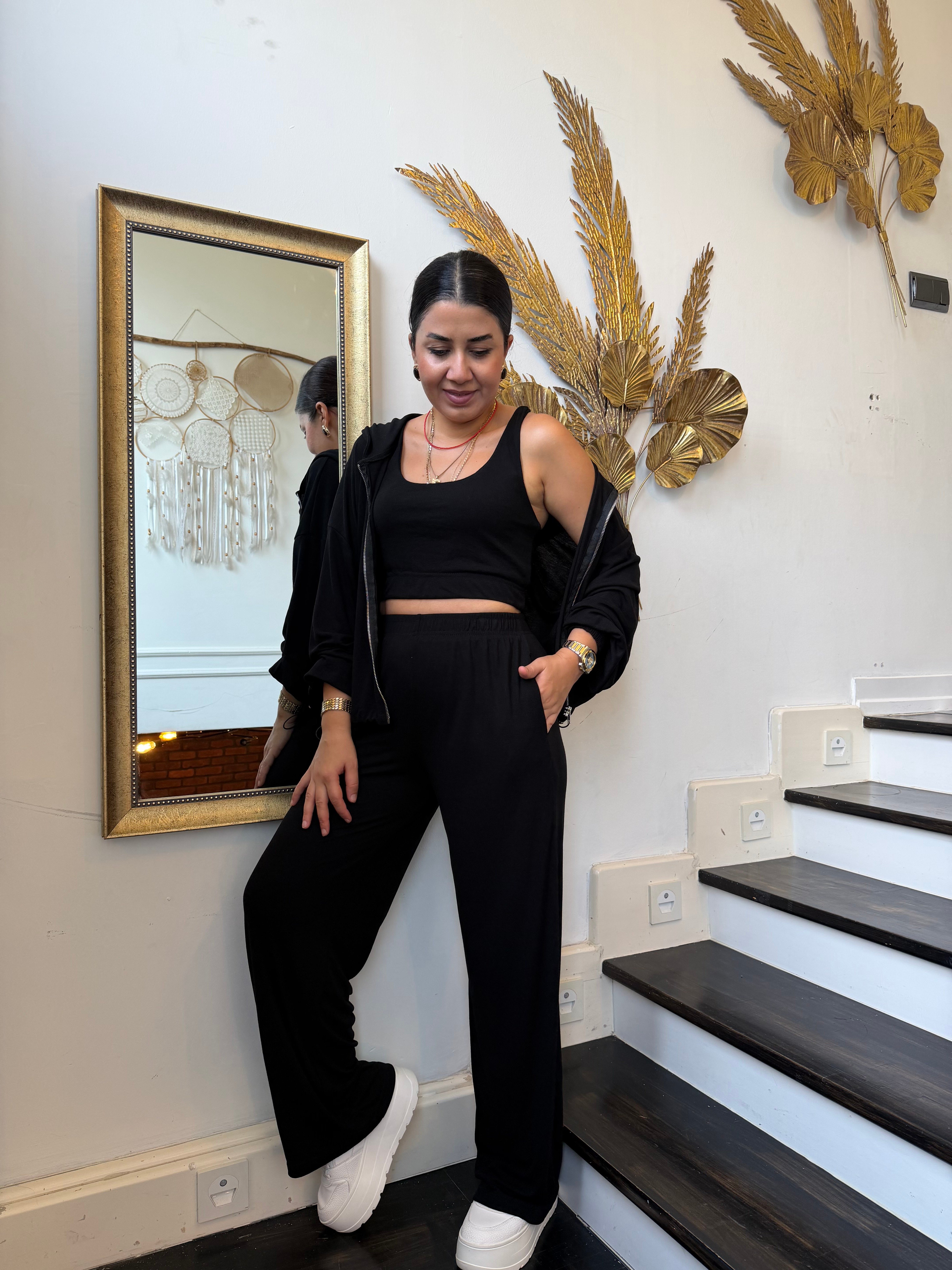 Ribanalı Bralet Detaylı 3lü Takım Siyah