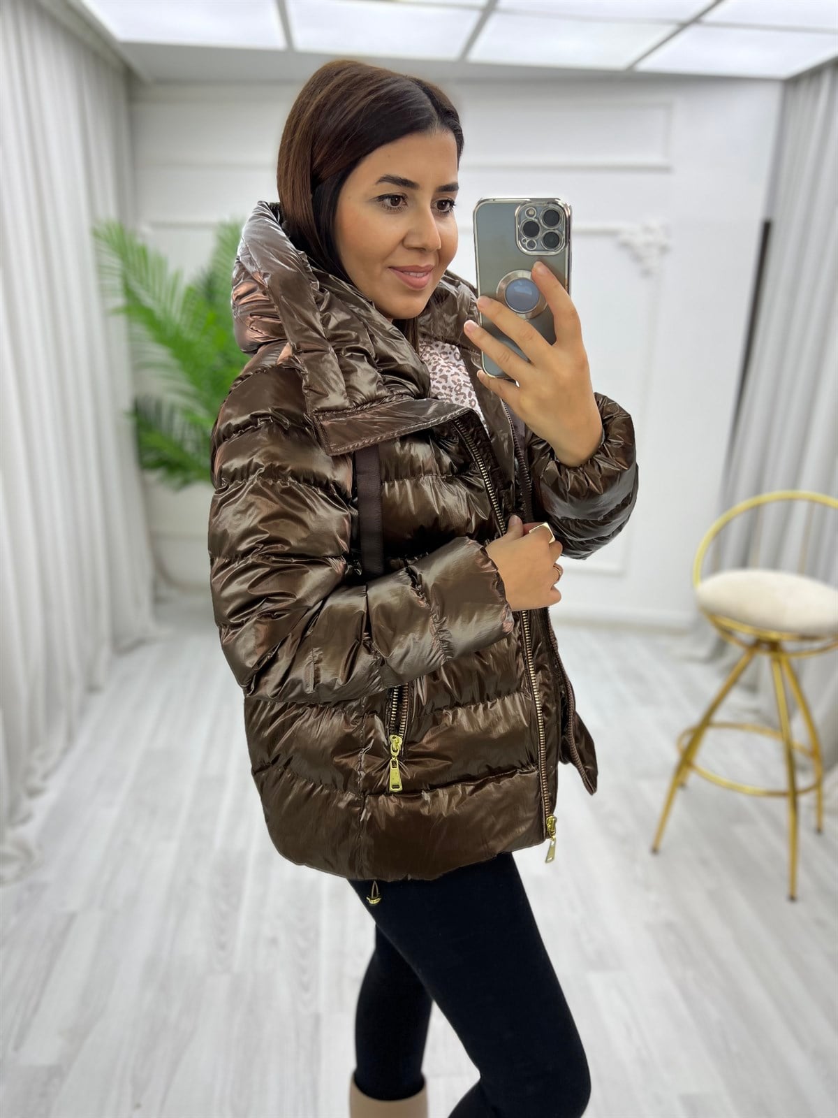 Robin Şişme Mont Kahverengi