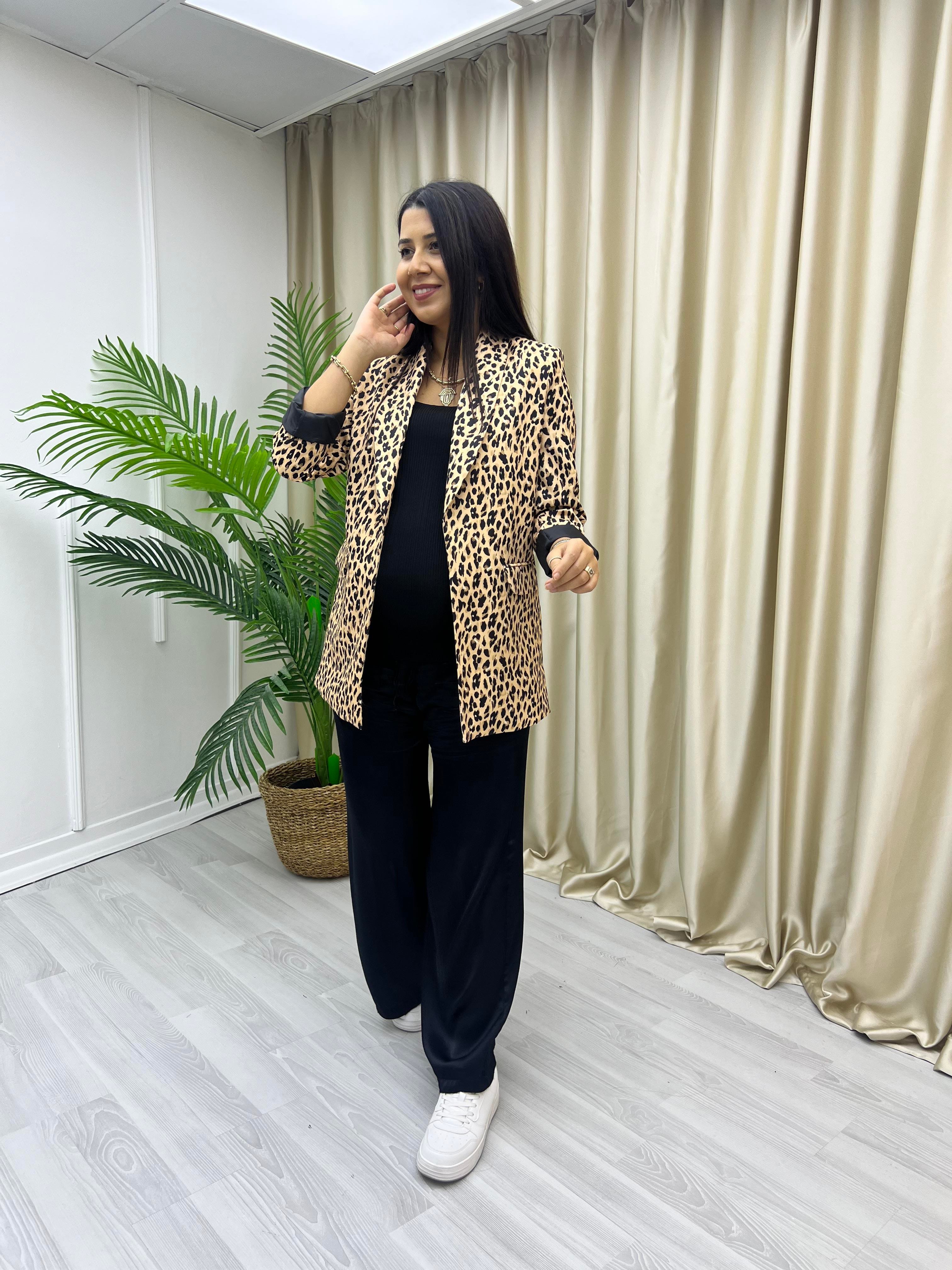 Şal Yaka Leopar Ceket Leopar