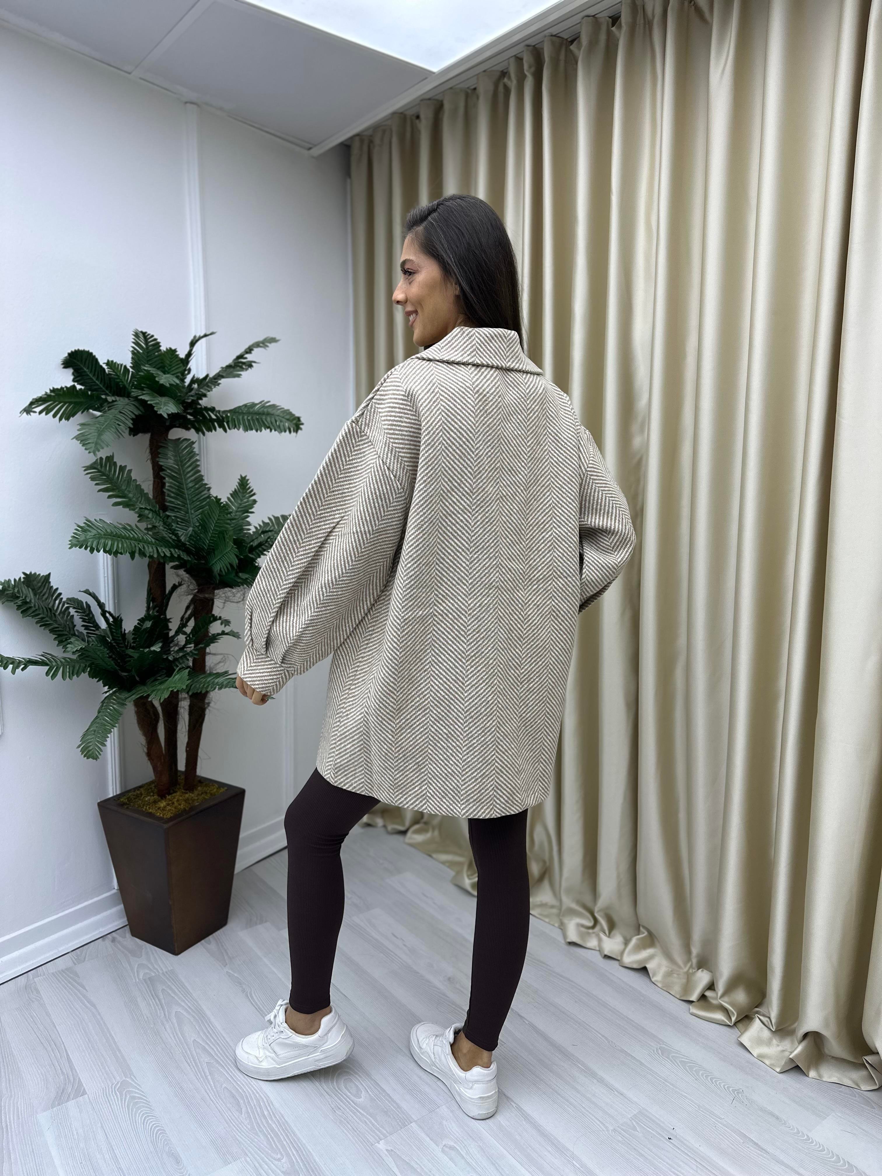 Tek Düğme Balıksırtı Kaban Bej
