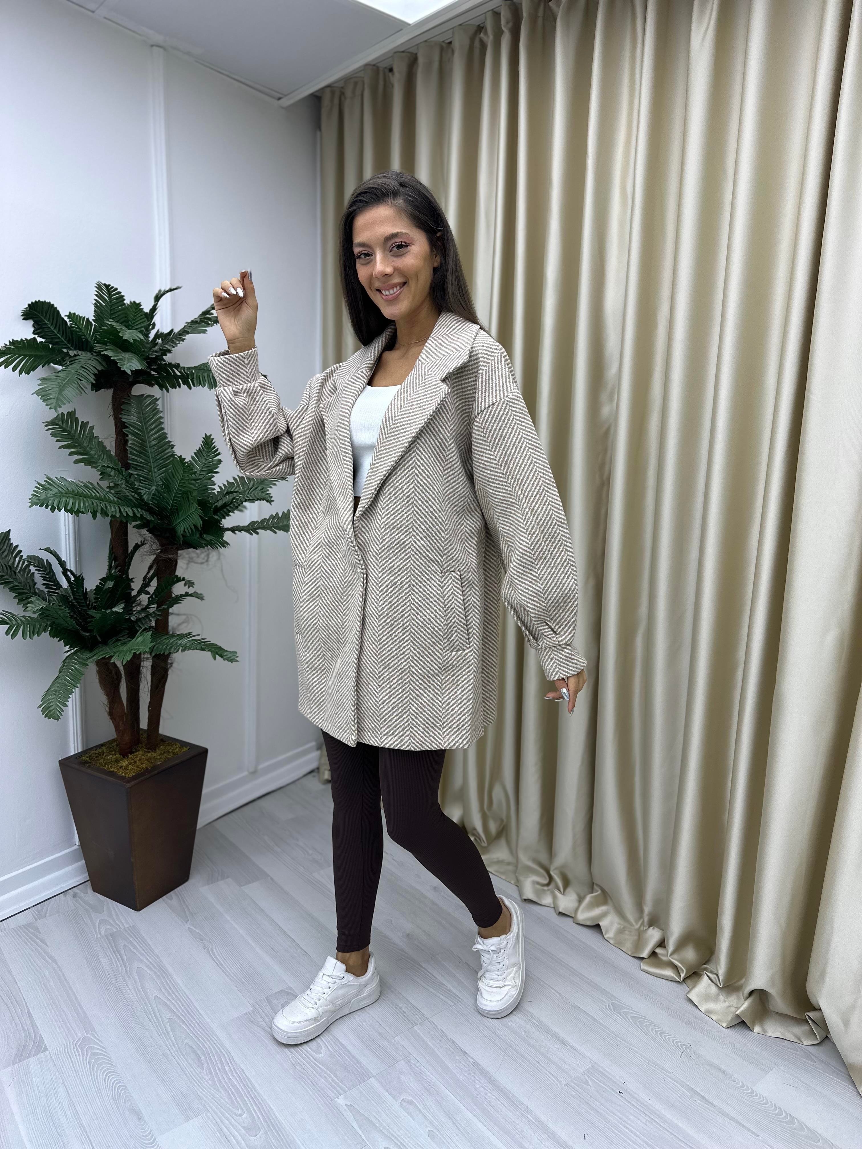 Tek Düğme Balıksırtı Kaban Bej
