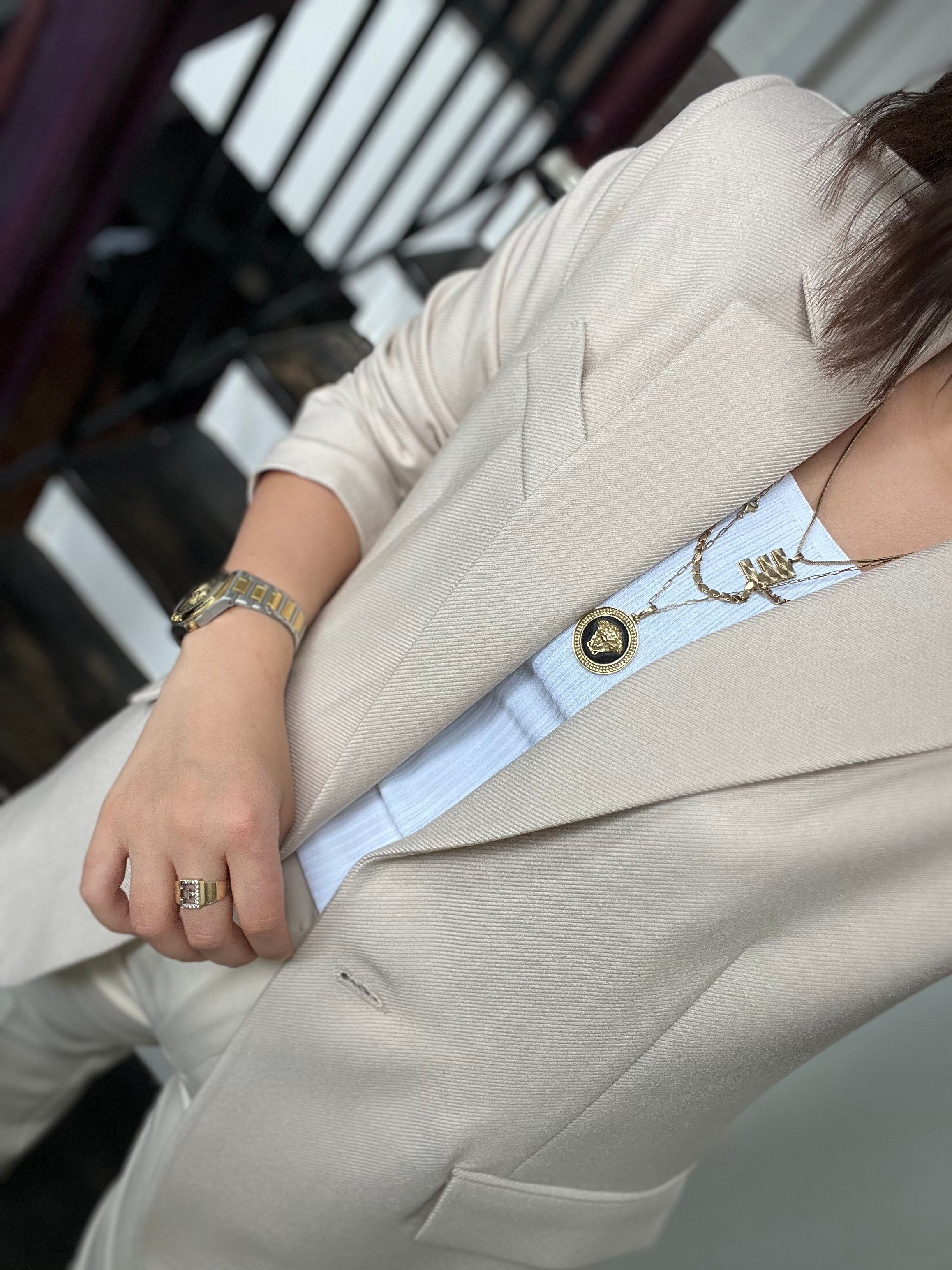 Tek Düğmeli Yün Ceket Taş