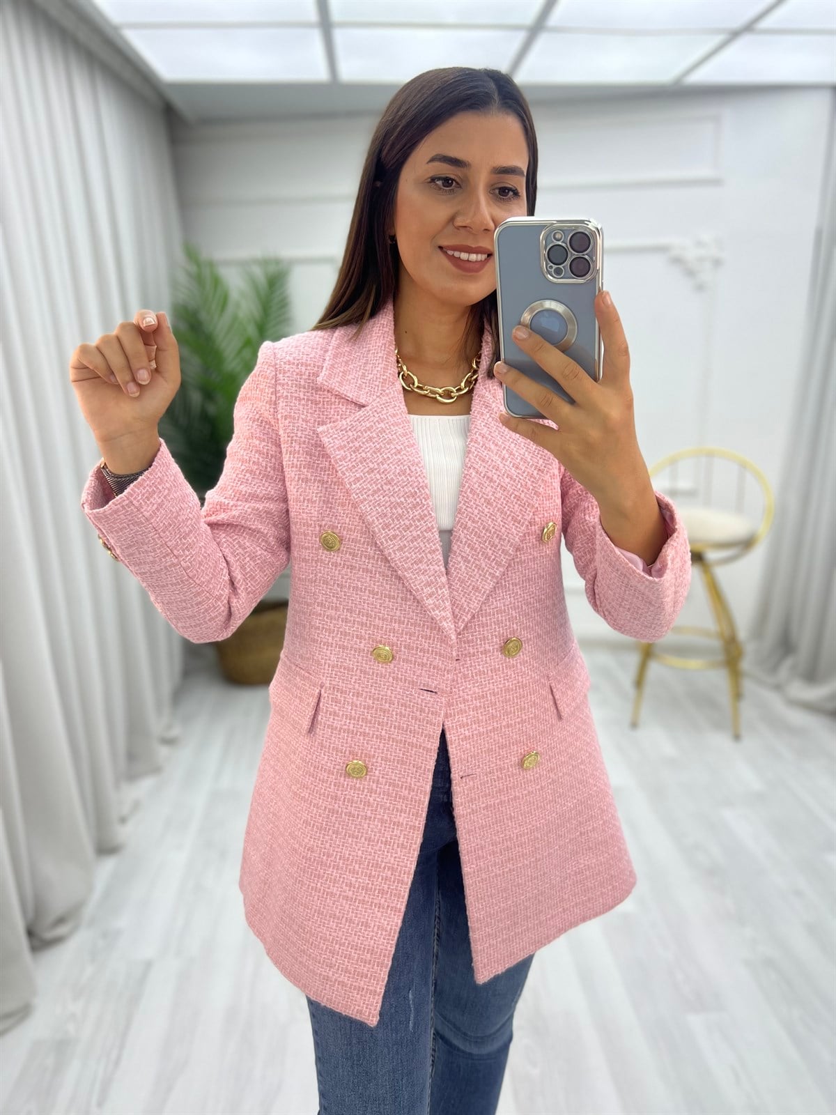 Tüvit Ceket Pembe