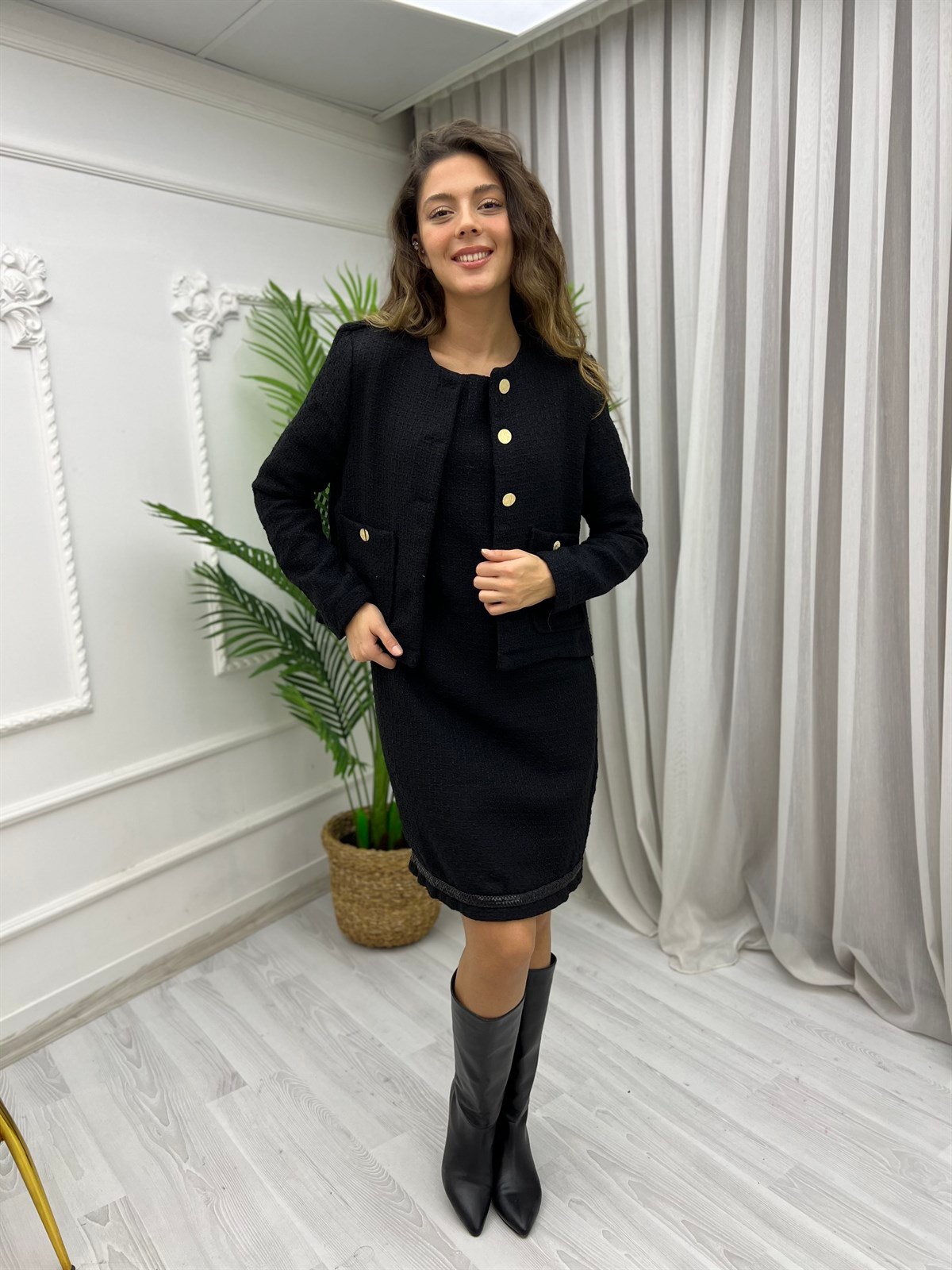 Tüvit Kısa Ceket Siyah