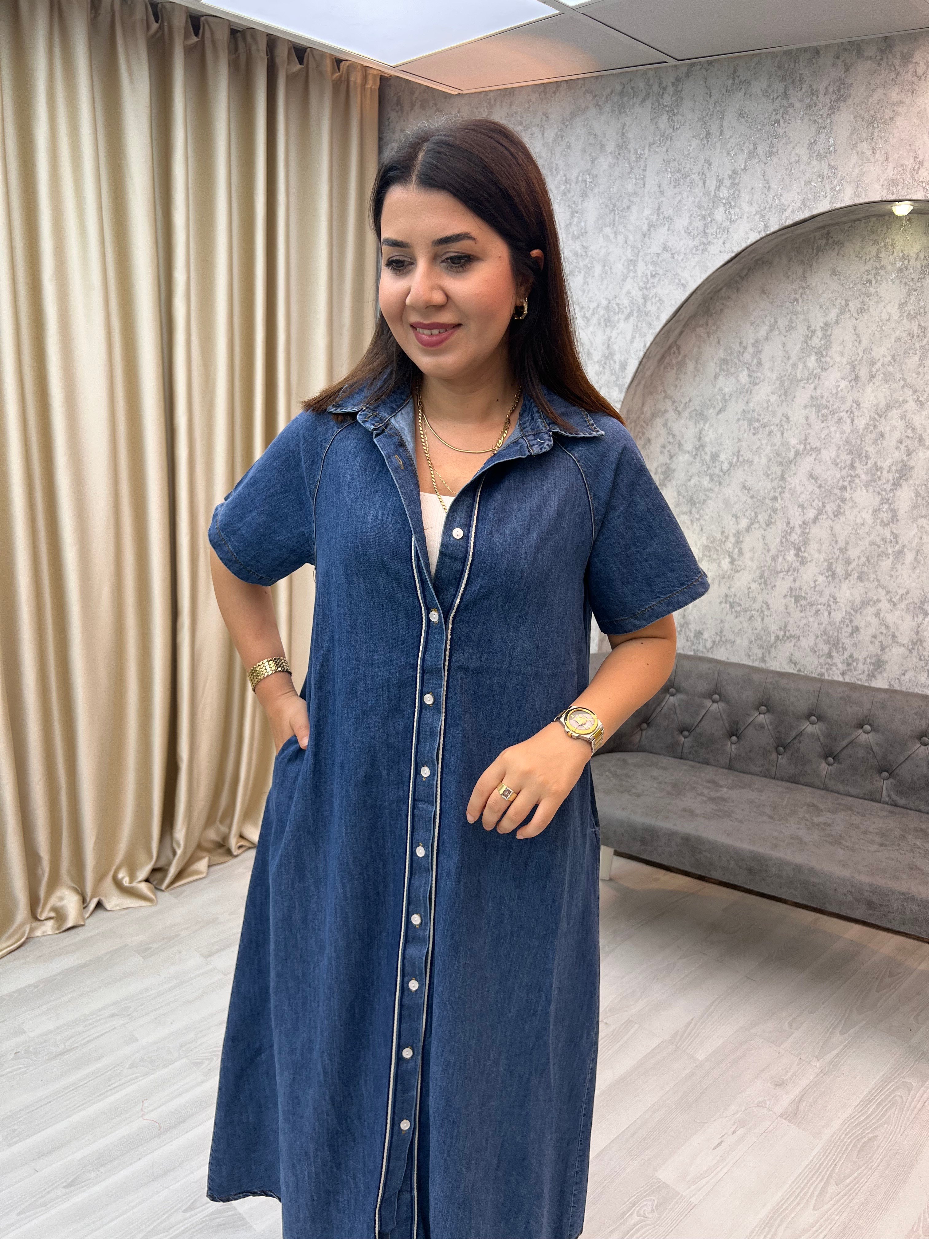 Yakalı Jean Elbise