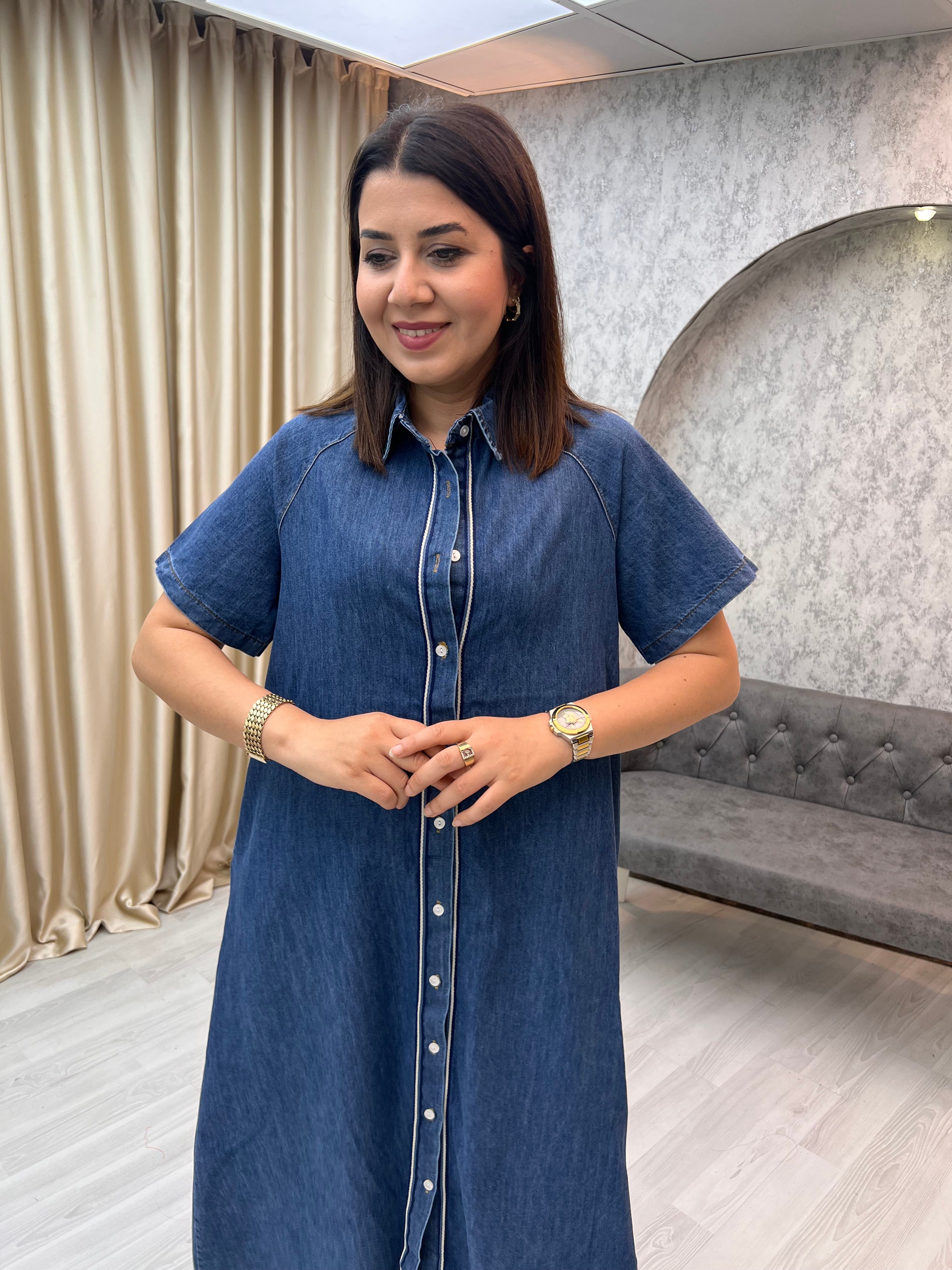 Yakalı Jean Elbise