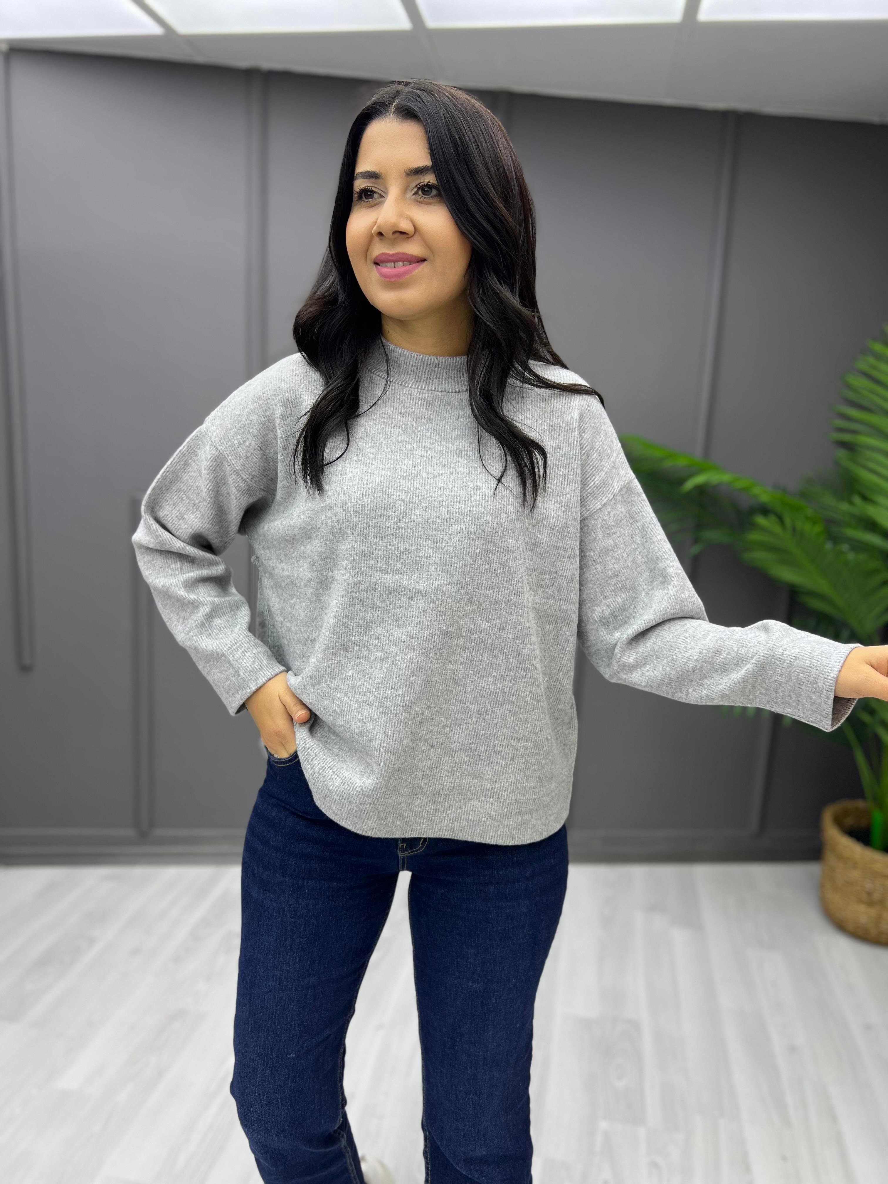 Yarım Balıkçı Yumoş Sweat Gri