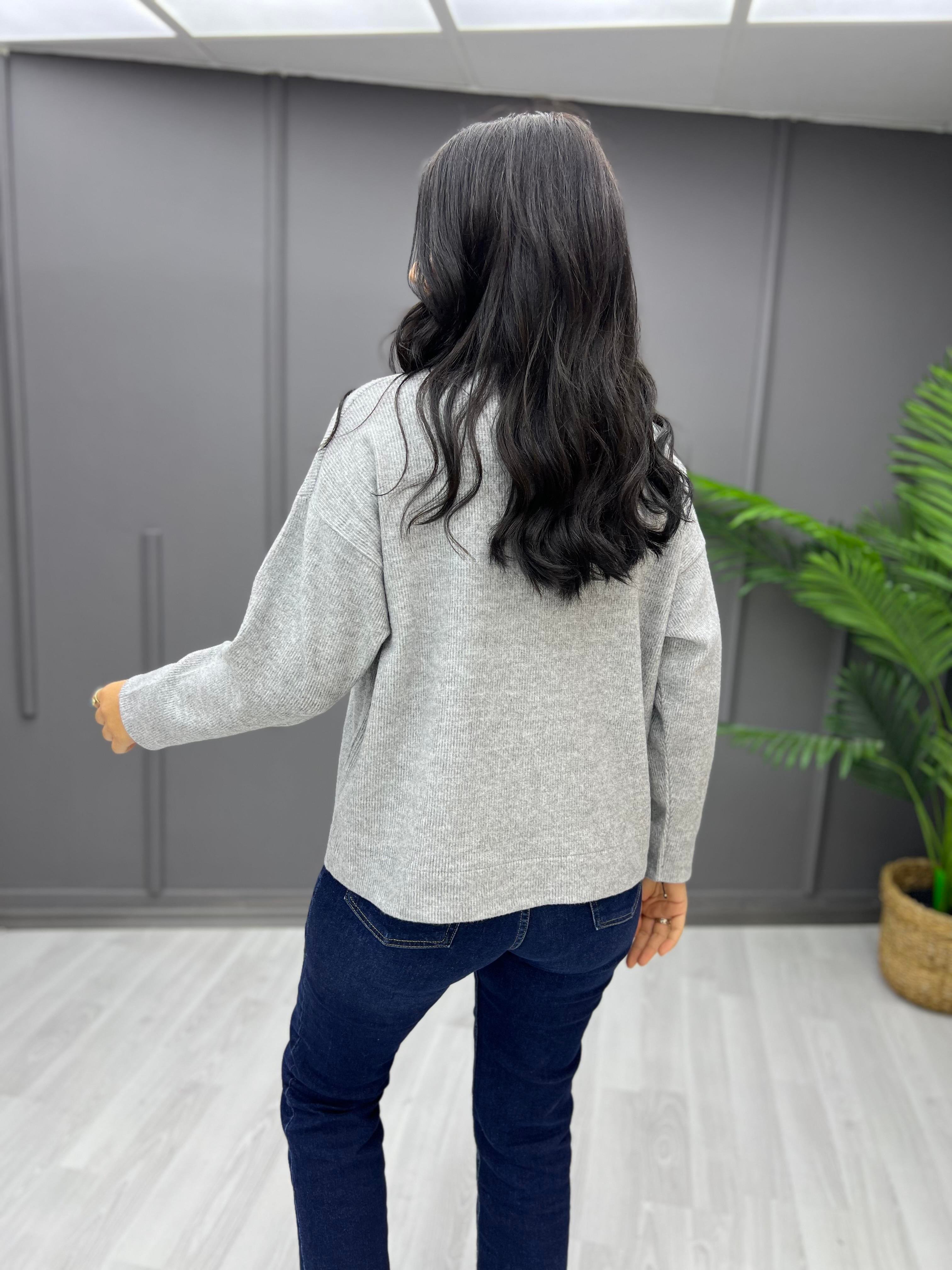 Yarım Balıkçı Yumoş Sweat Gri