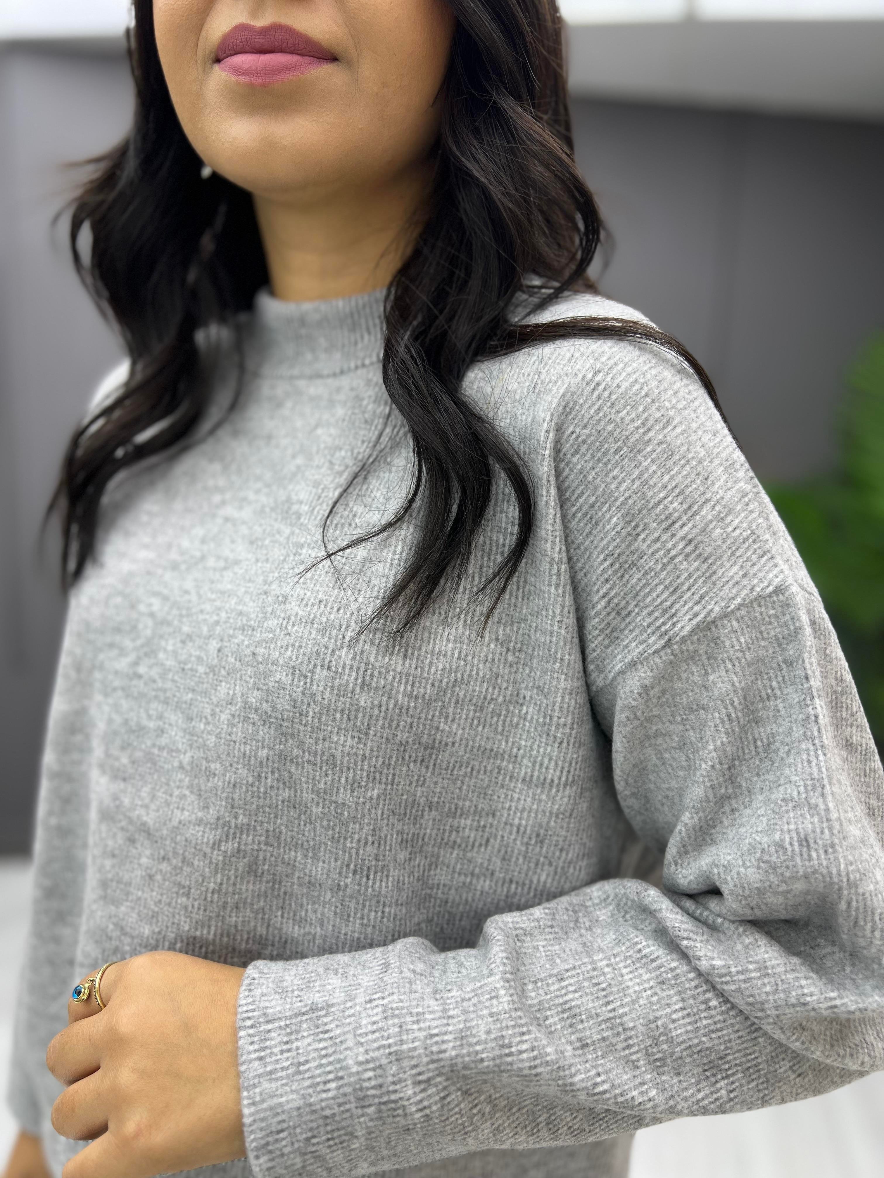 Yarım Balıkçı Yumoş Sweat Gri