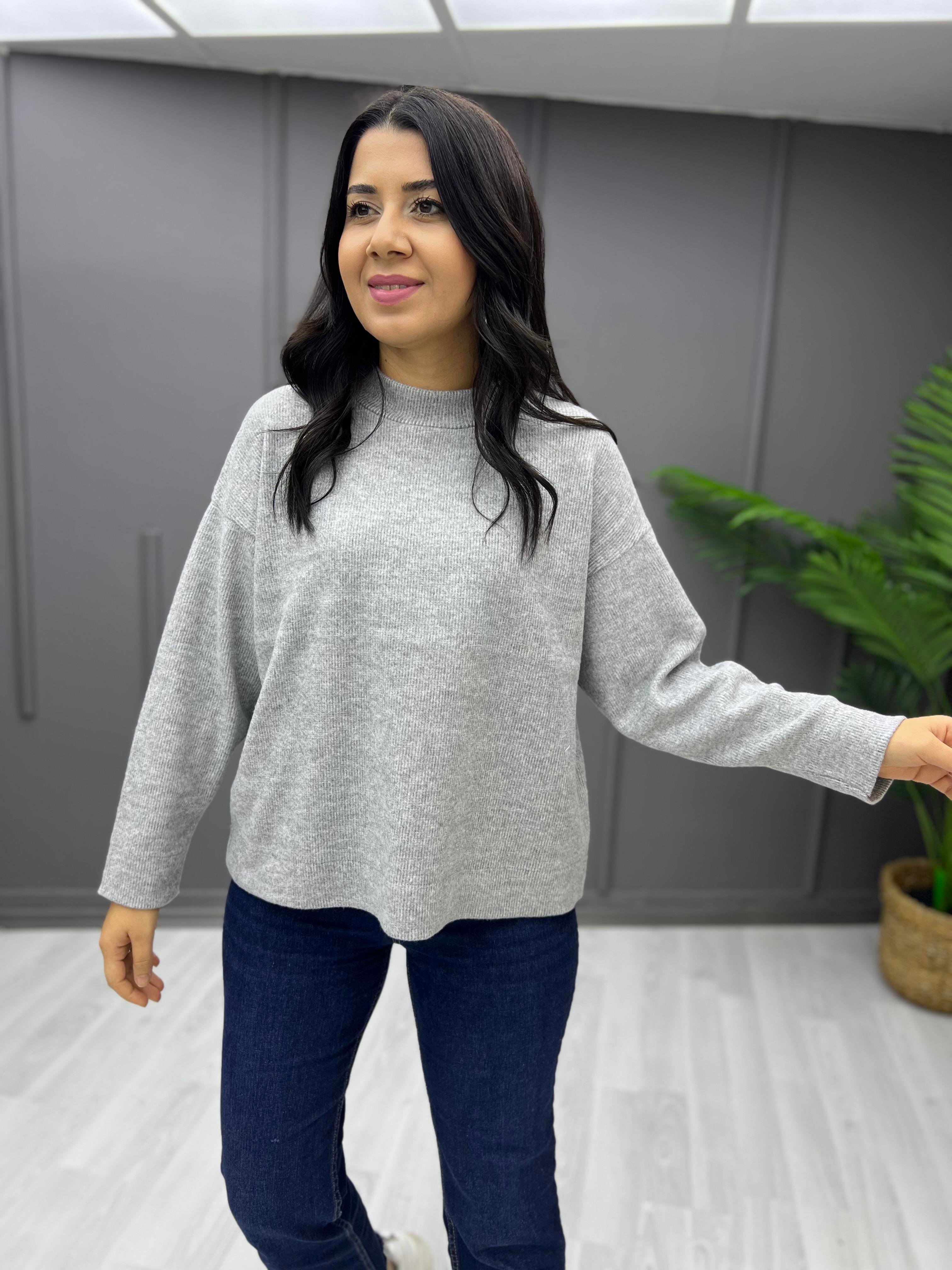 Yarım Balıkçı Yumoş Sweat Gri