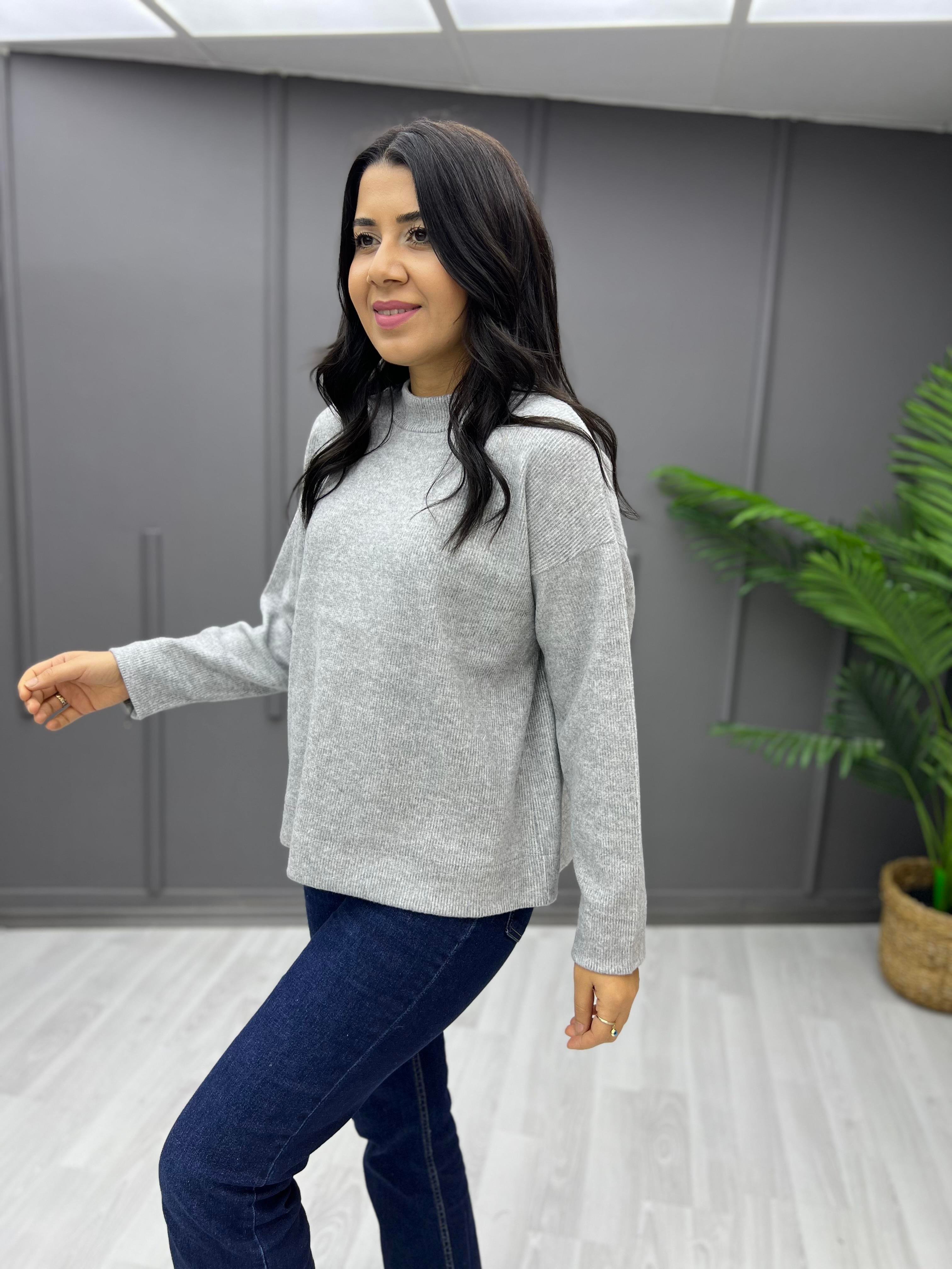 Yarım Balıkçı Yumoş Sweat Gri