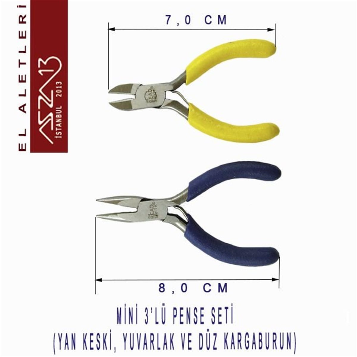 3'lü Mini Pense SetiALET, ARAÇ ve GEREÇBeadSmith3'lü Mini Kargaburun, Yan Keski ve Pense Seti