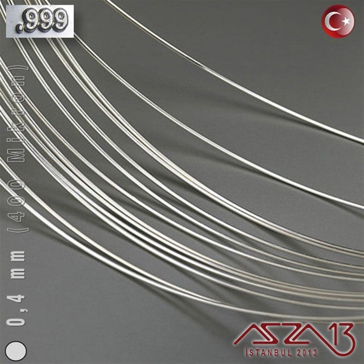 999 Ayar Gümüş TelGÜMÜŞazza13999 Ayar - 0,4 mm (400 Mikron) - Yuvarlak Gümüş Tel / 1 ve 5 m Seçenekli
