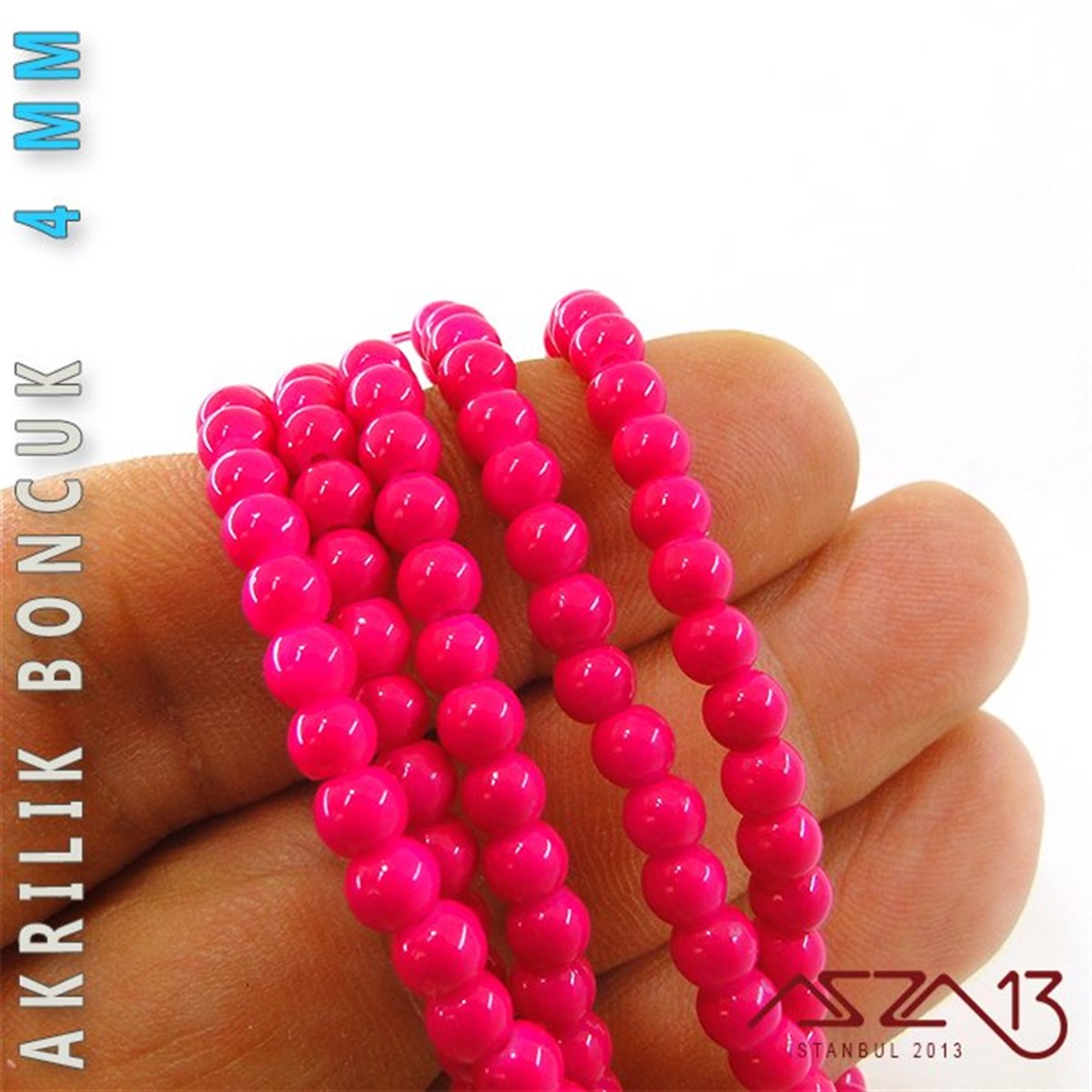 Akrilik BoncukBONCUK ve TAŞMarkasız230 Adet 4 mm Koyu Pembe Renk Opak Parlak Akrilik Boncuk (22 Gr)
