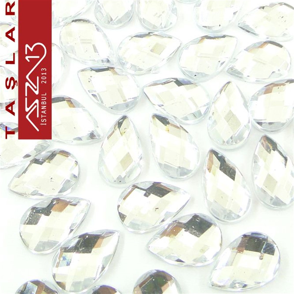 AKRİLİK TAŞKaboşon ve CameoMarkasız10 Adet 8x13 mm Kristal Renk Damla Akrilik Taş (7,6 gr)