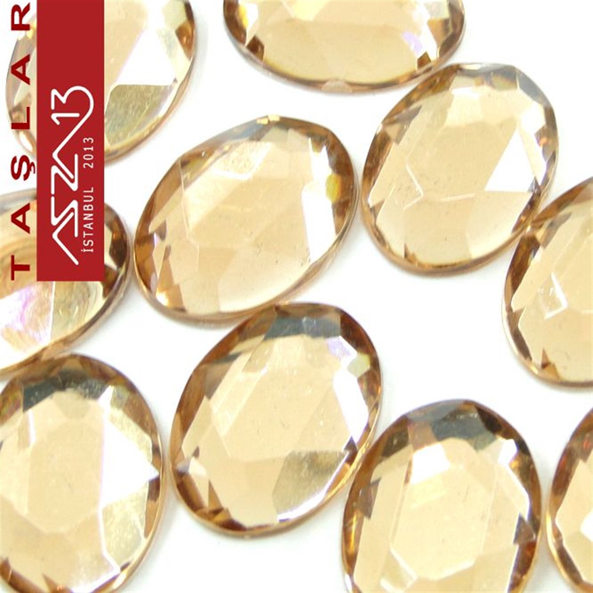 AKRİLİK TAŞKaboşon ve CameoMarkasız10 Adet 13x18 mm Açık Kahve Renk Oval Akrilik Taş (6,6 gr)