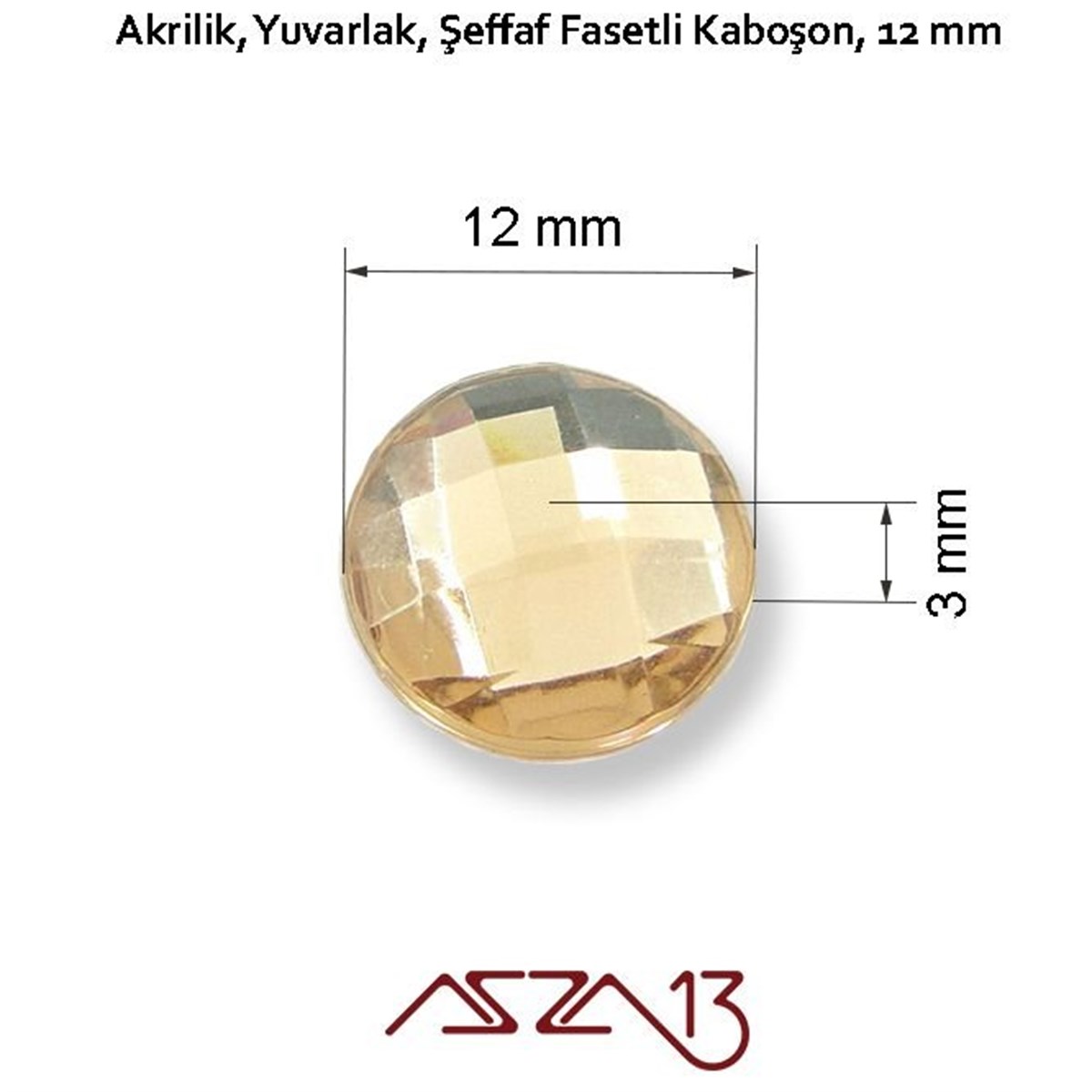 AKRİLİK TAŞKaboşon ve CameoMarkasız10 Adet 12 mm Açık Kahve Renk Yuvarlak Akrilik Taş (3,2 gr)