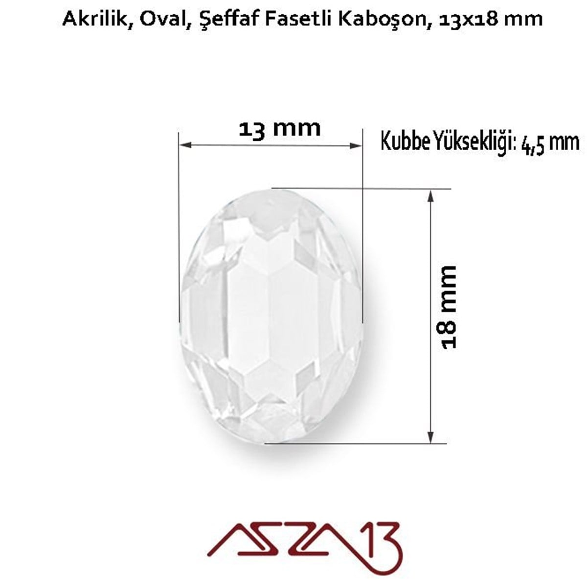 AKRİLİK TAŞKaboşon ve CameoMarkasız10 Adet 13x18 mm Kristal Renk Oval Akrilik Taş (6,6 gr)