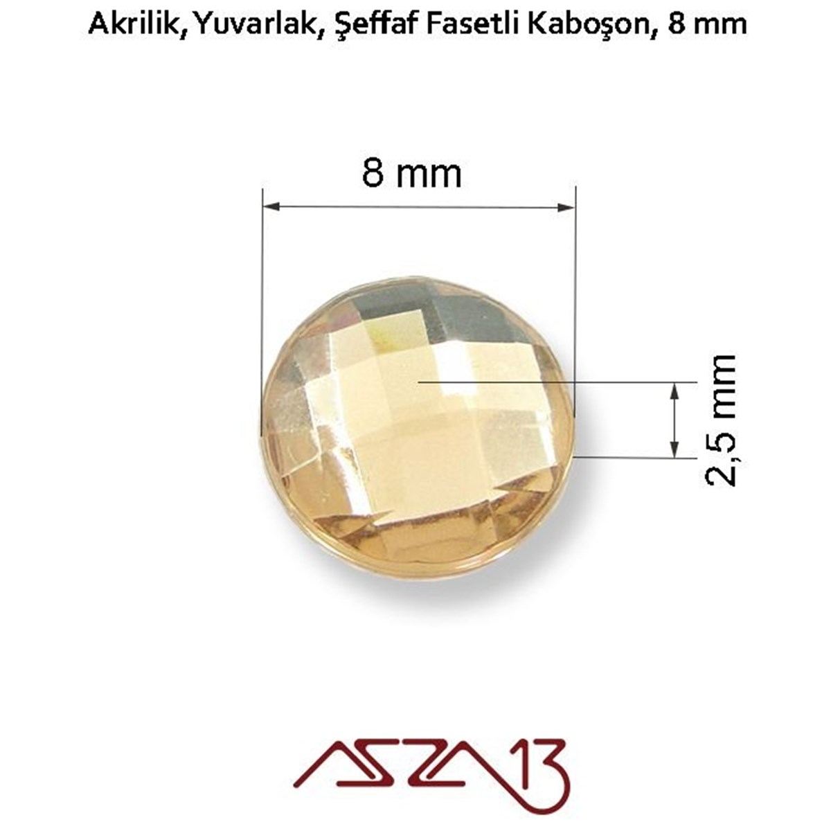 AKRİLİK TAŞKaboşon ve CameoMarkasız10 Adet 8 mm Açık Kahve Renk Yuvarlak Akrilik Taş (1,2 gr)