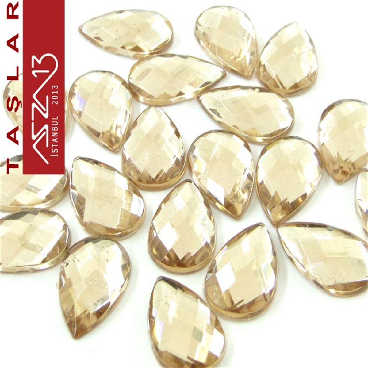 AKRİLİK TAŞKaboşon ve CameoMarkasız10 Adet 8x13 mm Açık Kahve Renk Damla Akrilik Taş (7,6 gr)