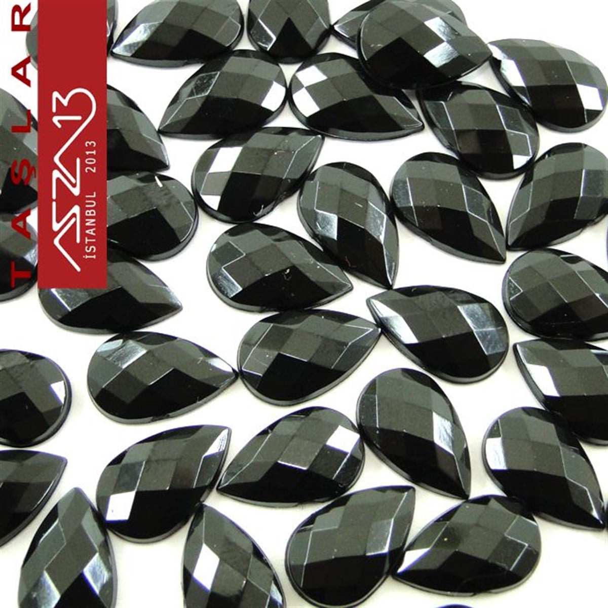 AKRİLİK TAŞKaboşon ve CameoMarkasız10 Adet 8x13 mm Siyah Renk Damla Akrilik Taş (7,6 gr)