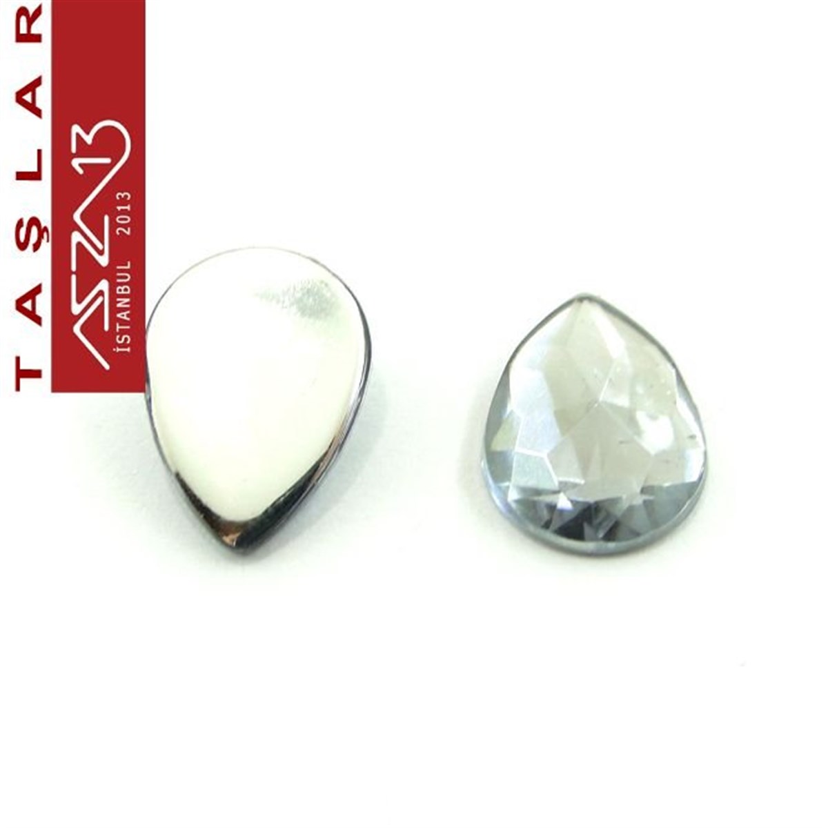 AKRİLİK TAŞKaboşon ve CameoMarkasız10 Adet 13x18 mm Gri Renk Damla Akrilik Taş (5 gr)