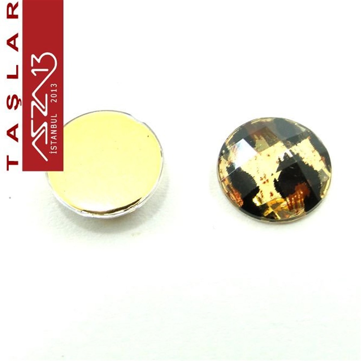 AKRİLİK TAŞKaboşon ve CameoMarkasız10 Adet 12 mm Leopar Desenli Renk Yuvarlak Akrilik Taş (3,2 gr)