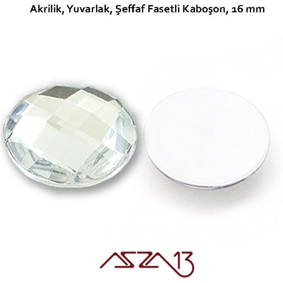 AKRİLİK TAŞKaboşon ve CameoMarkasız10 Adet 16 mm Kristal Renk Yuvarlak Akrilik Taş (5,8 gr)